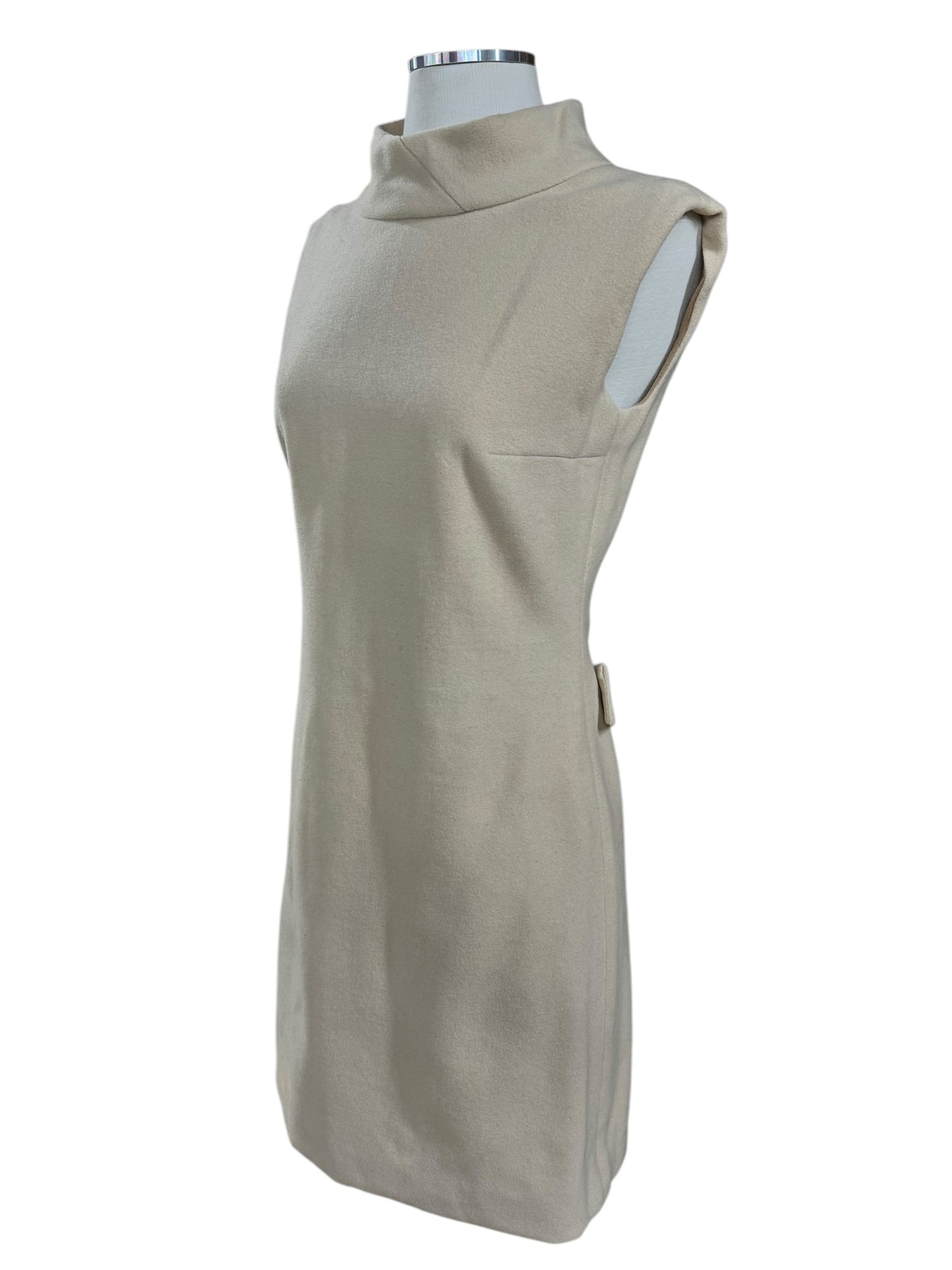 Side view of 1960s Beige Wool Dress S