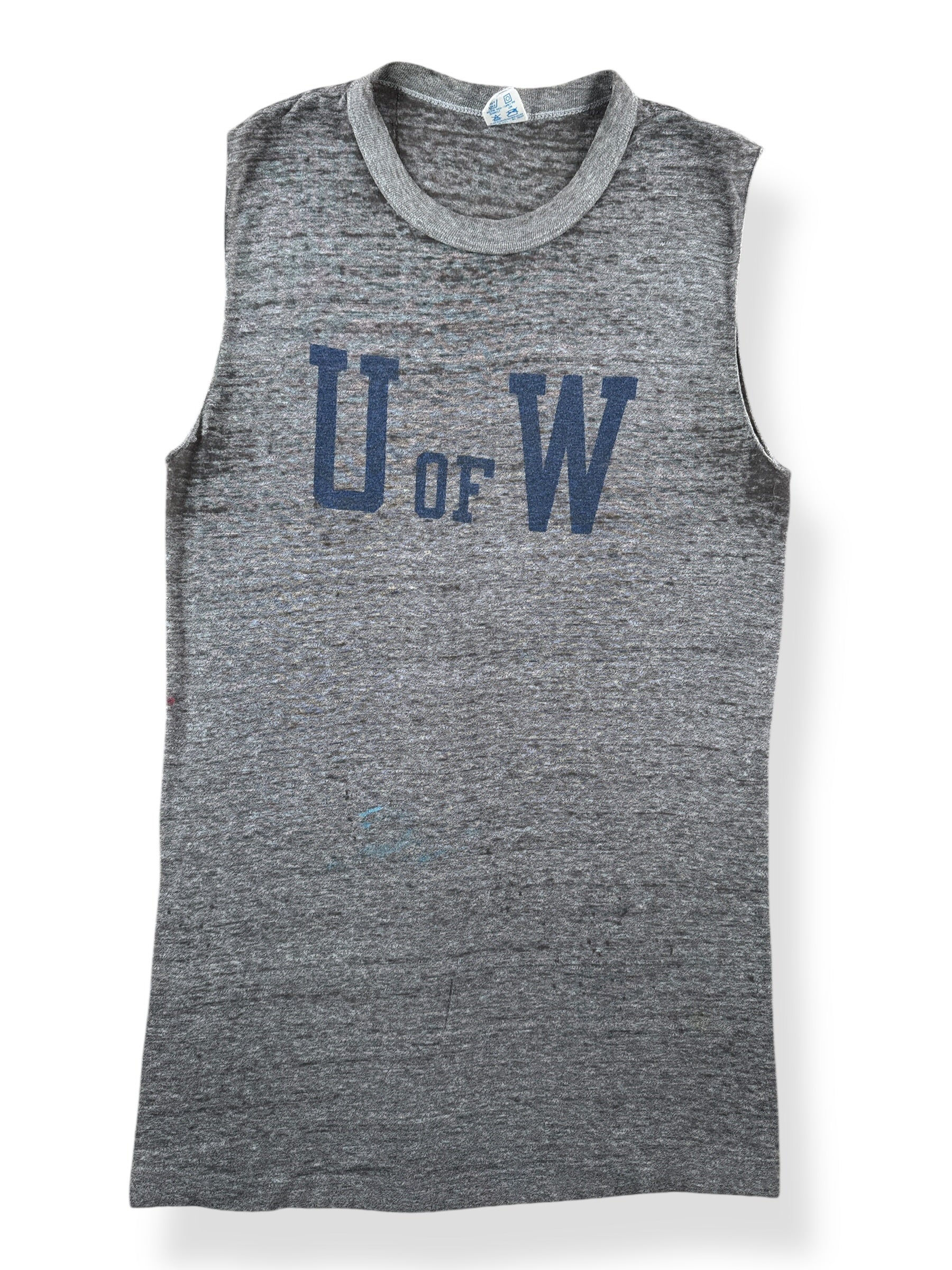 Front of Vintage Heather Grey UW Champion Chopper Tee SZ M (Fits XS)