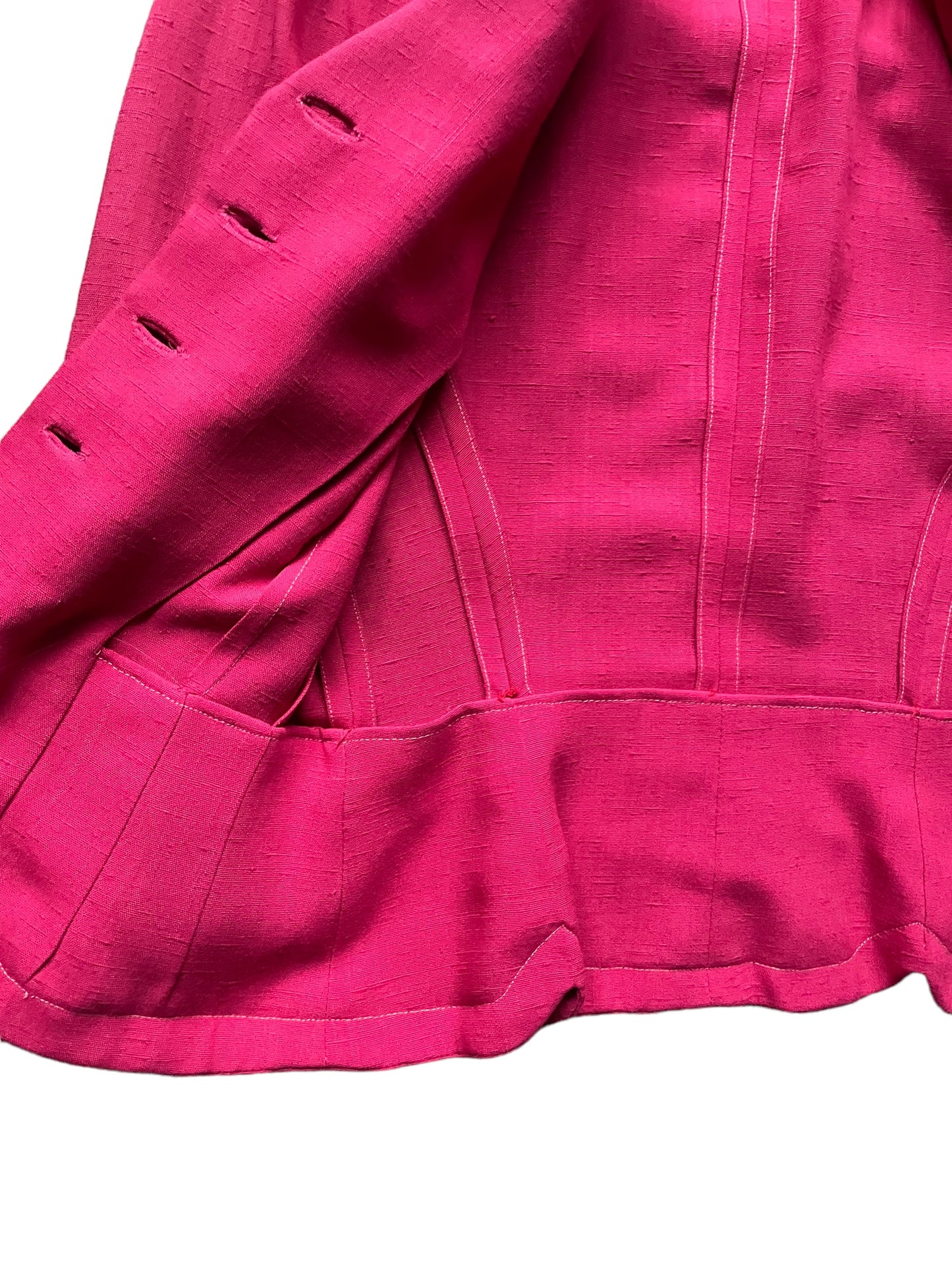 Open jacket view of Vintage 1950s David Crystal Silk Skirt and Blazer Set SZ S|  Barn Owl Vintage Skirts | Seattle Vintage Skirt Sets