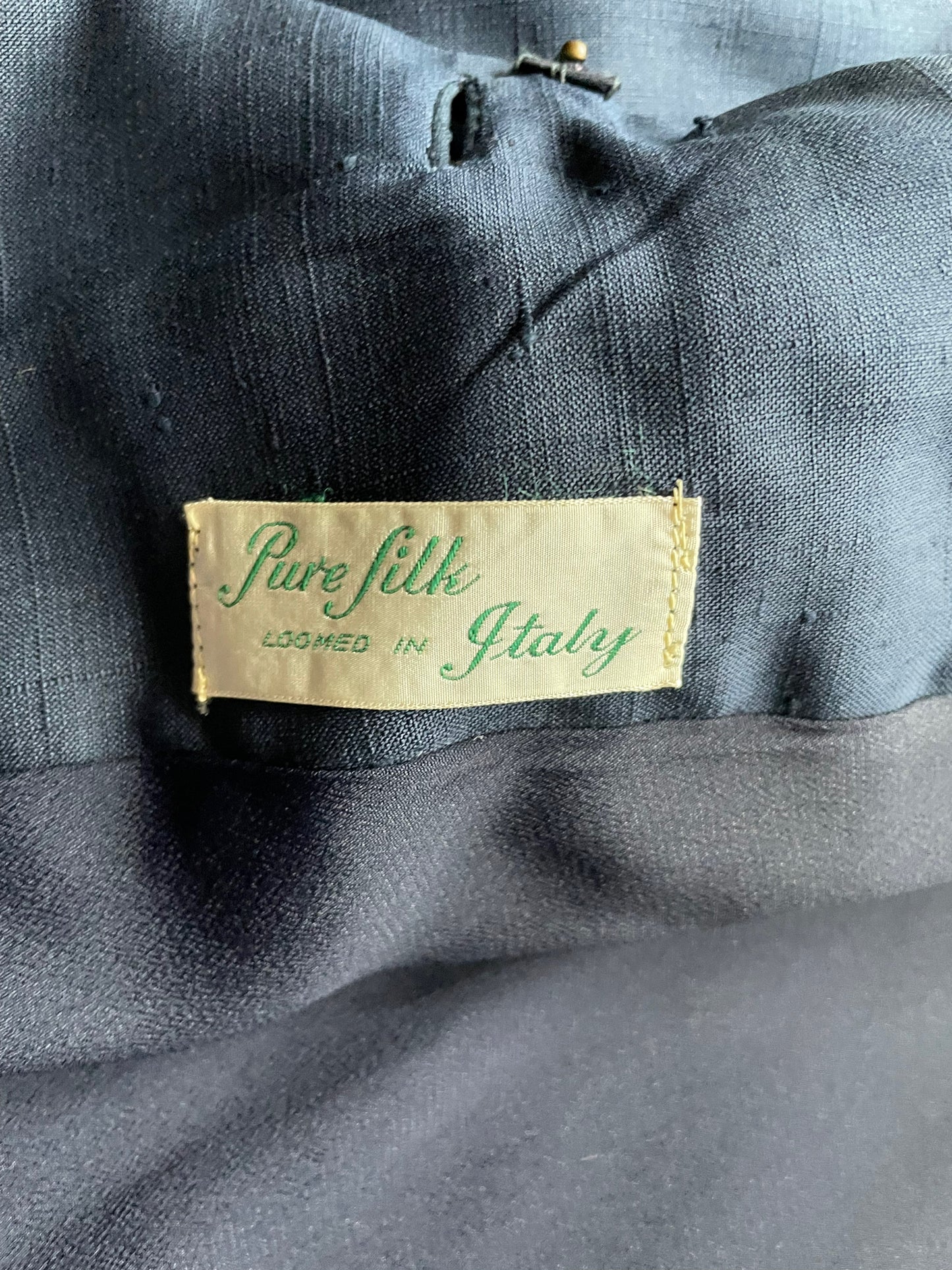 Tag view of Vintage 1950s Silk Cropped Dress Jacket | Seattle True Vintage | Barn Owl Ladies Vintage Clothing