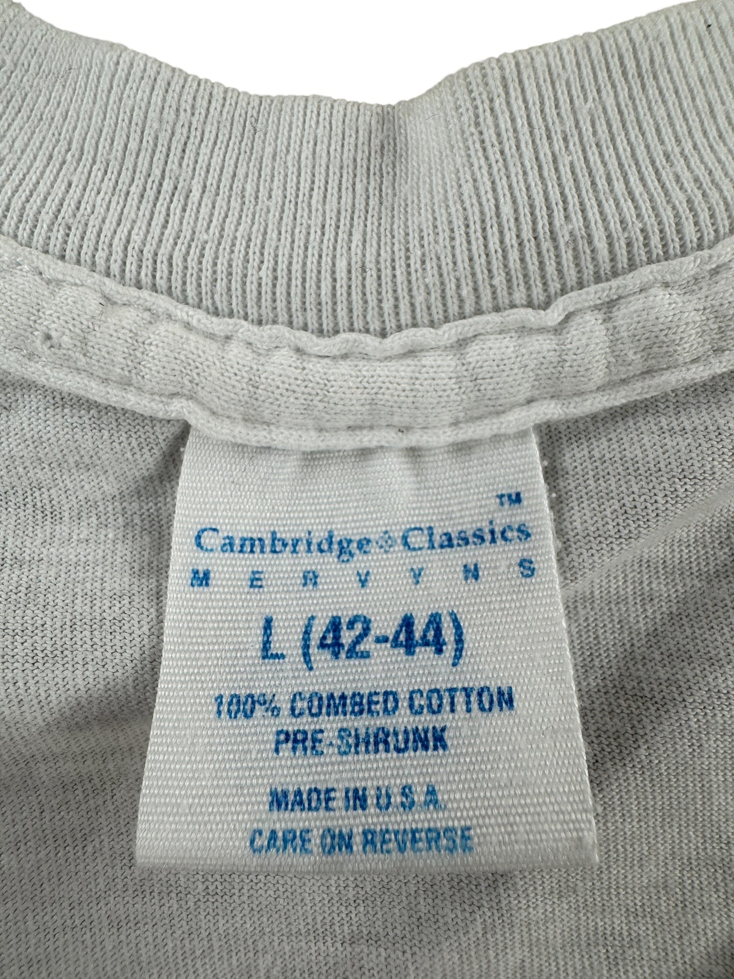 Label on Vintage White Blank Tee SZ L
