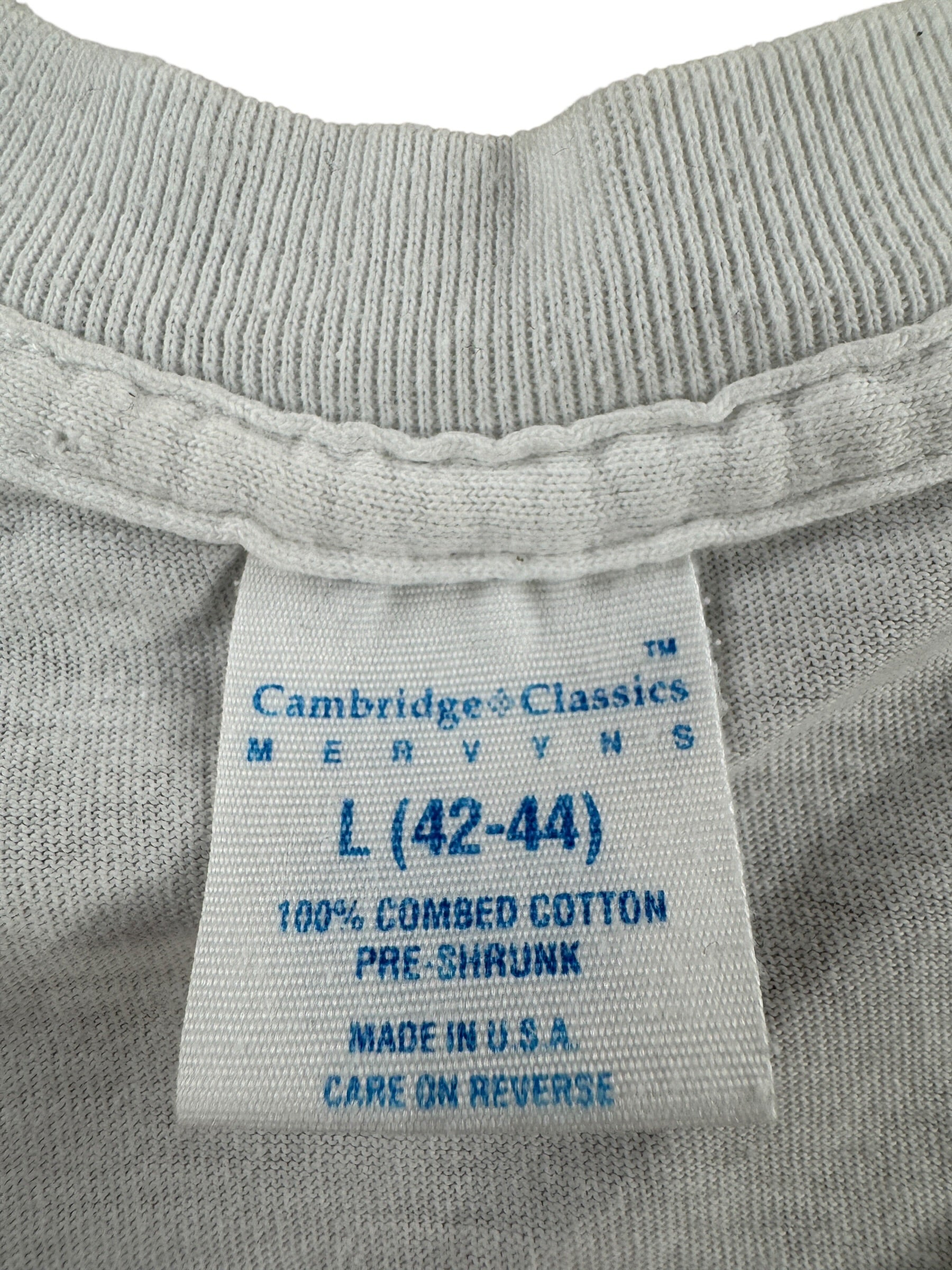Label on Vintage White Blank Tee SZ L