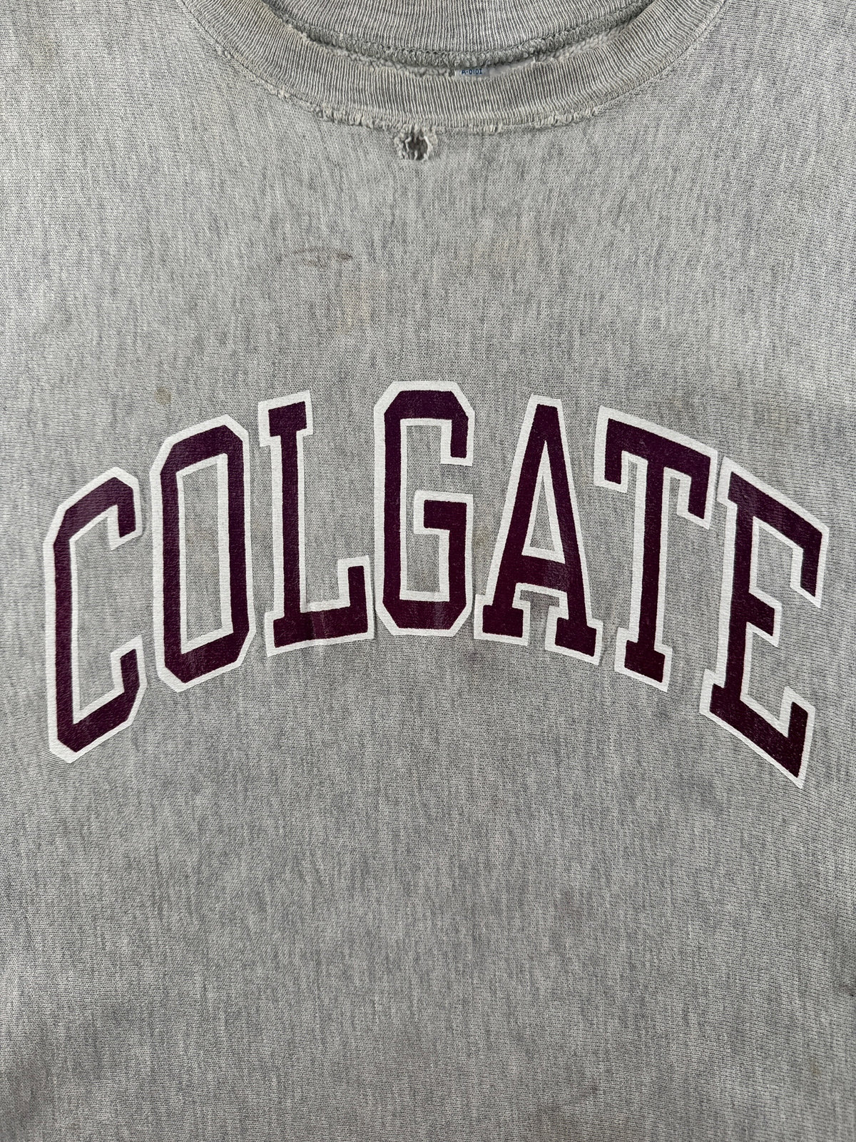 Front graphic on Vintage Colgate Champion Reverse Weave Crewneck SZ XL (Fits L)