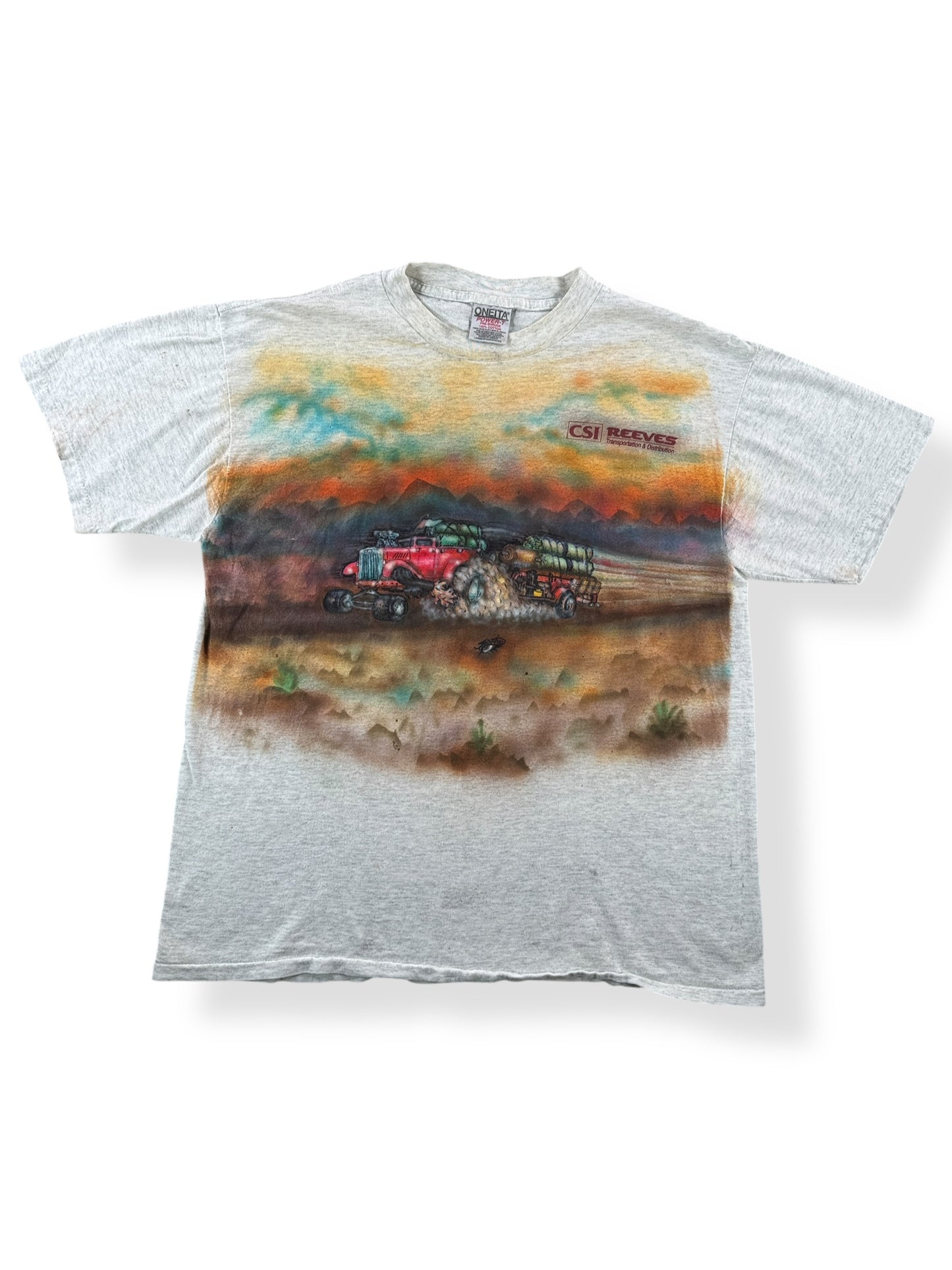 Front of Vintage Airbrush Tractor Tee SZ L