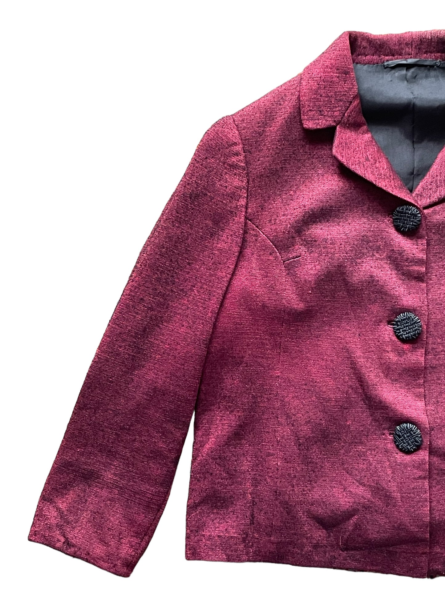 Front right side view of Vintage 1940s Red Blazer SZ L | Ladies True Vintage | Barn Owl Seattle