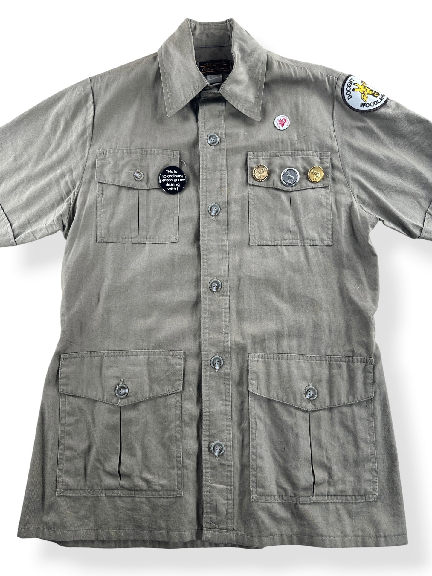 Close-up of Vintage Filson Eddie Bauer Woodland Park Zoo Safari Shirt SZ S
