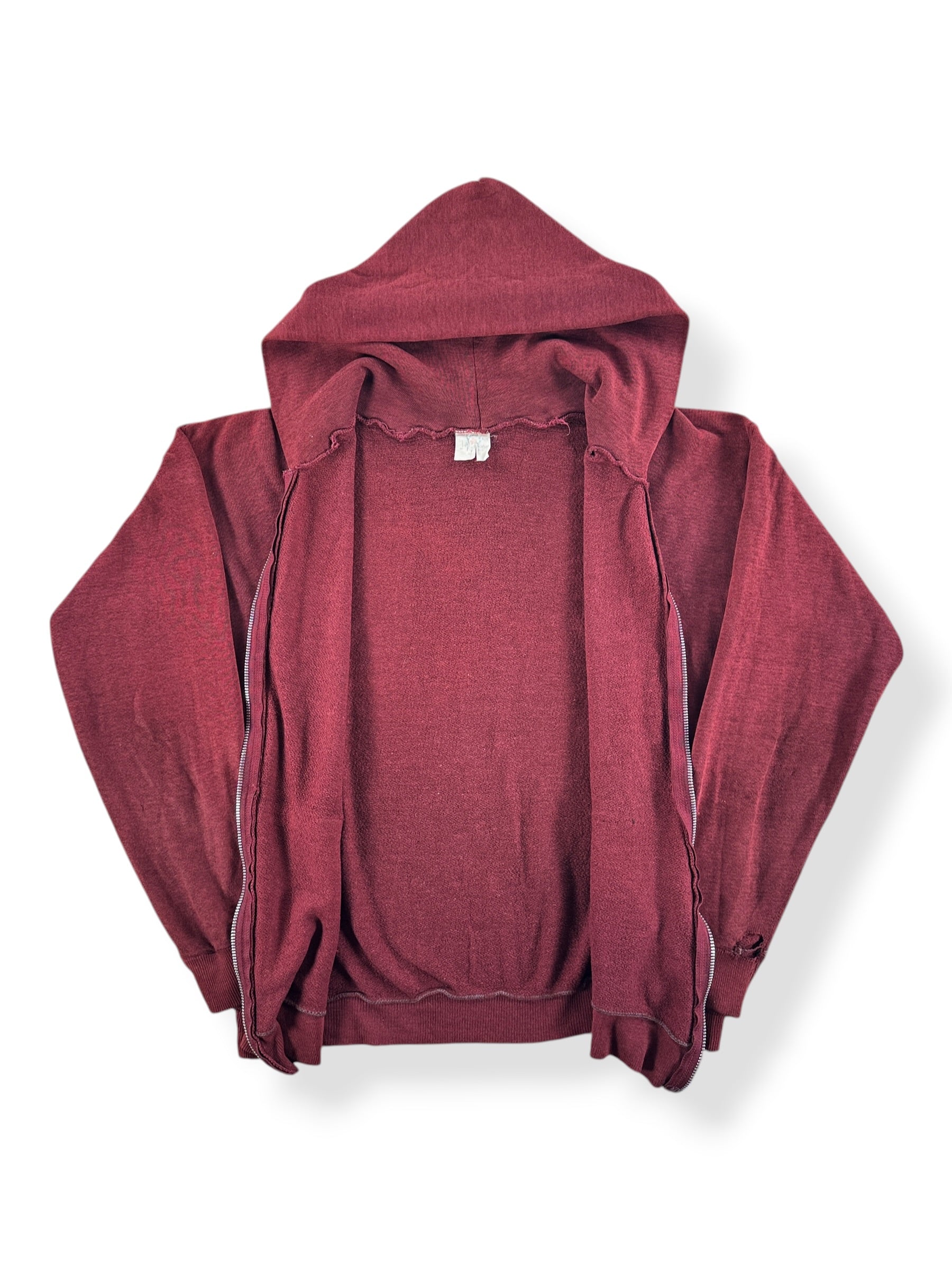 Inside of Vintage Maroon Zip Up Hoodie SZ S