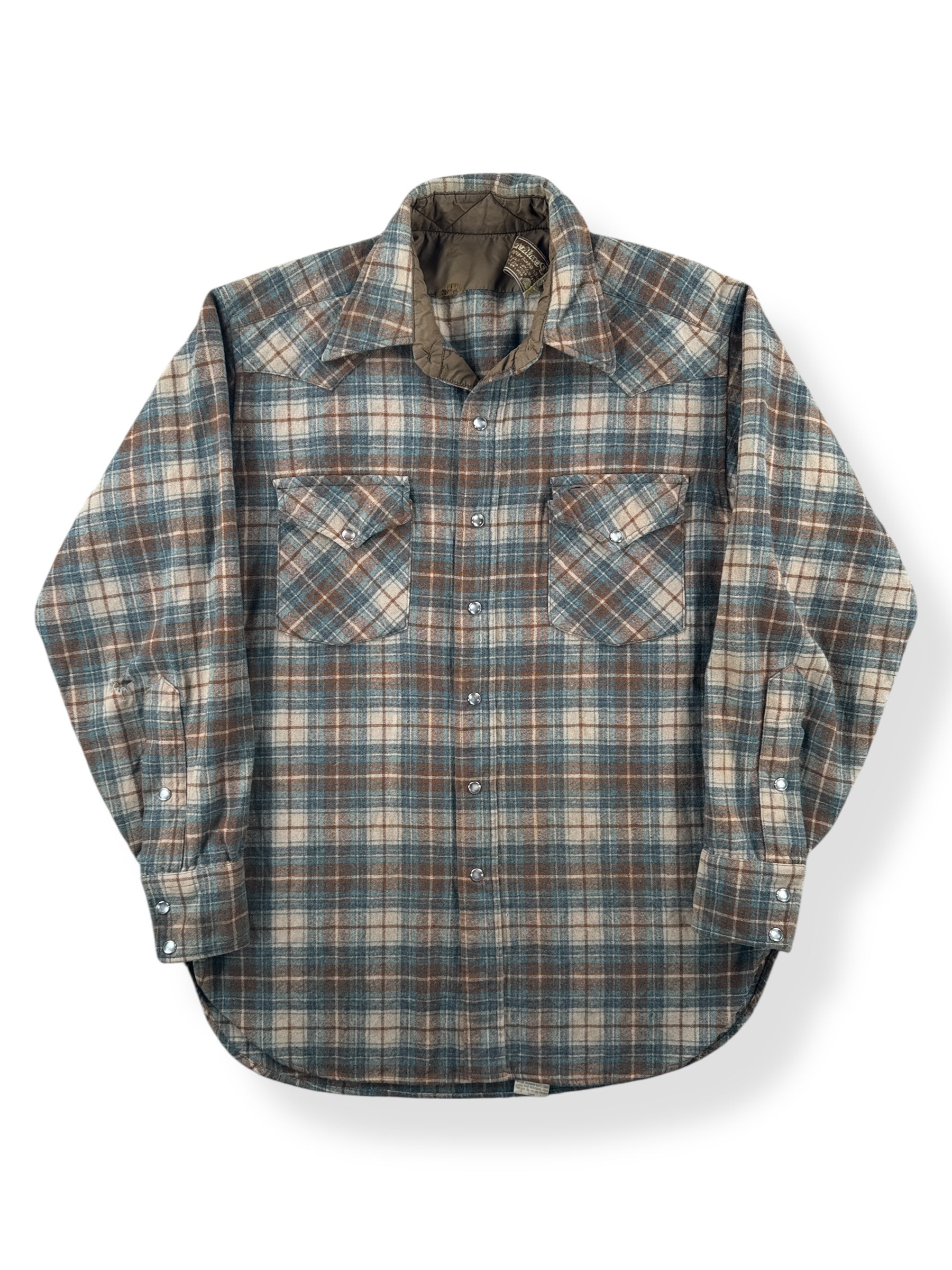 Front of Vintage Pendleton Western Wear Pearl Snap Flannel SZ M