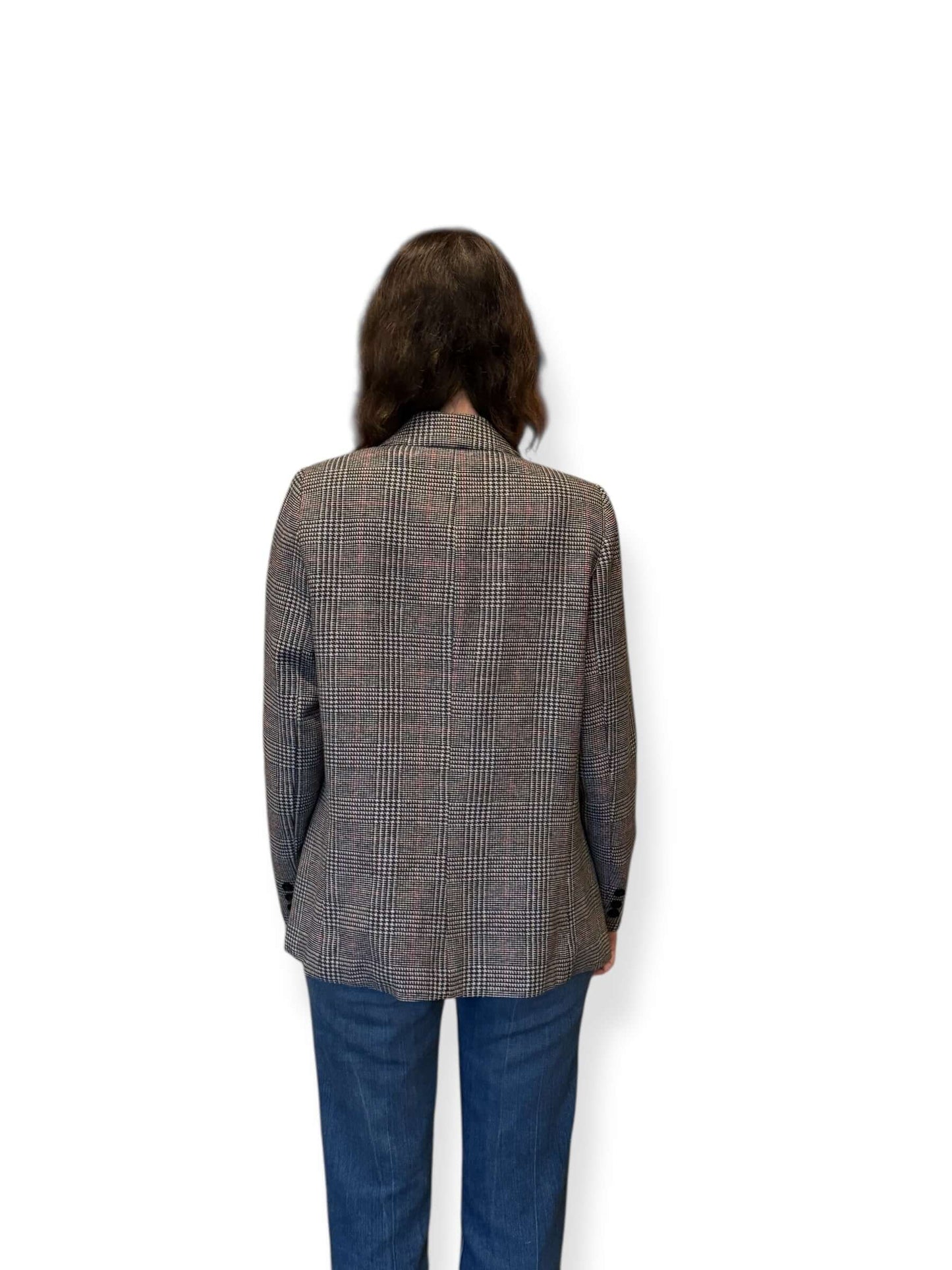 Back of Vintage 70s Preppy Plaid Wool Blazer SZ 12