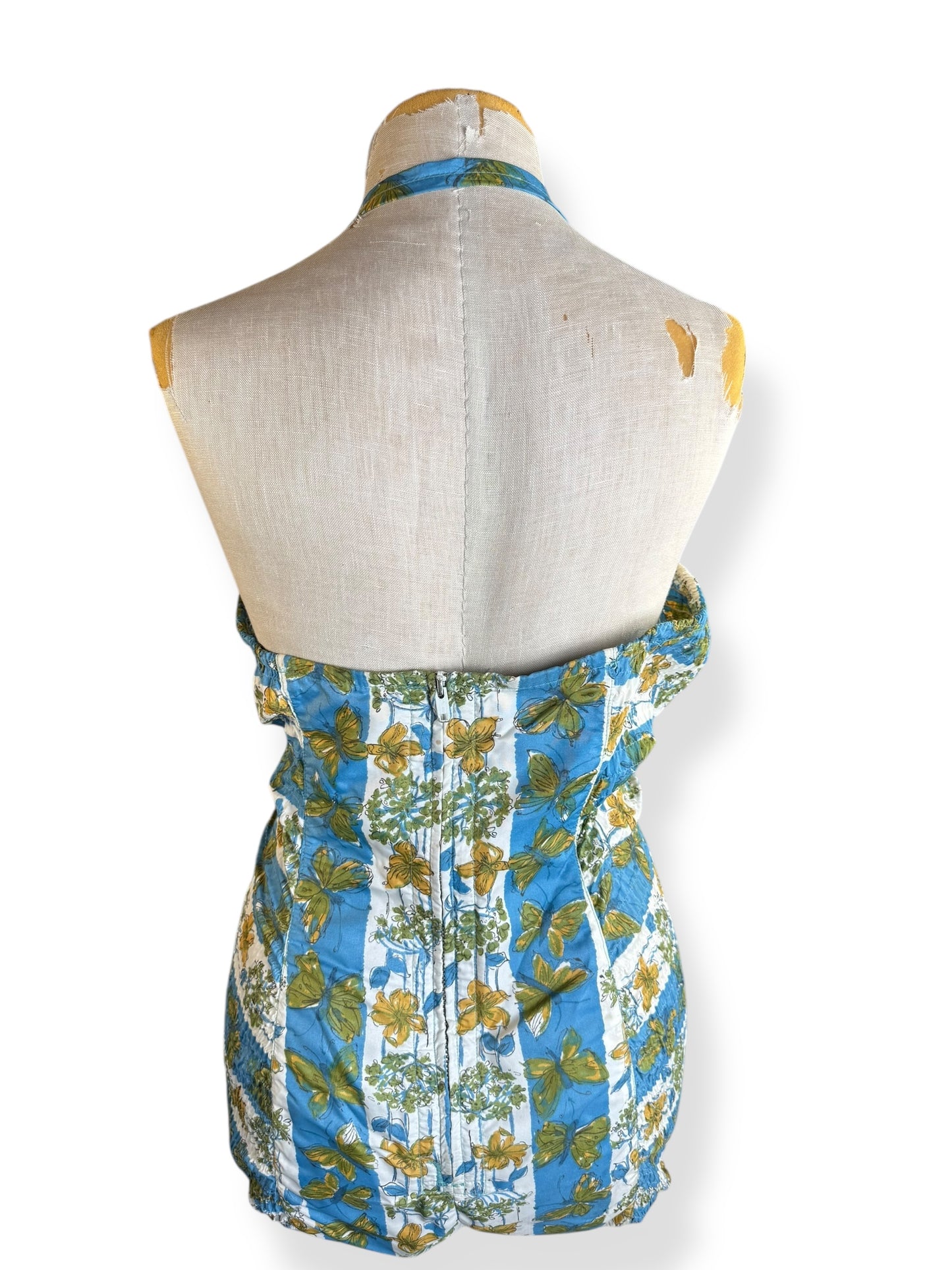 Back of 1960s Floral Butterfly Bathing Suit L-XL