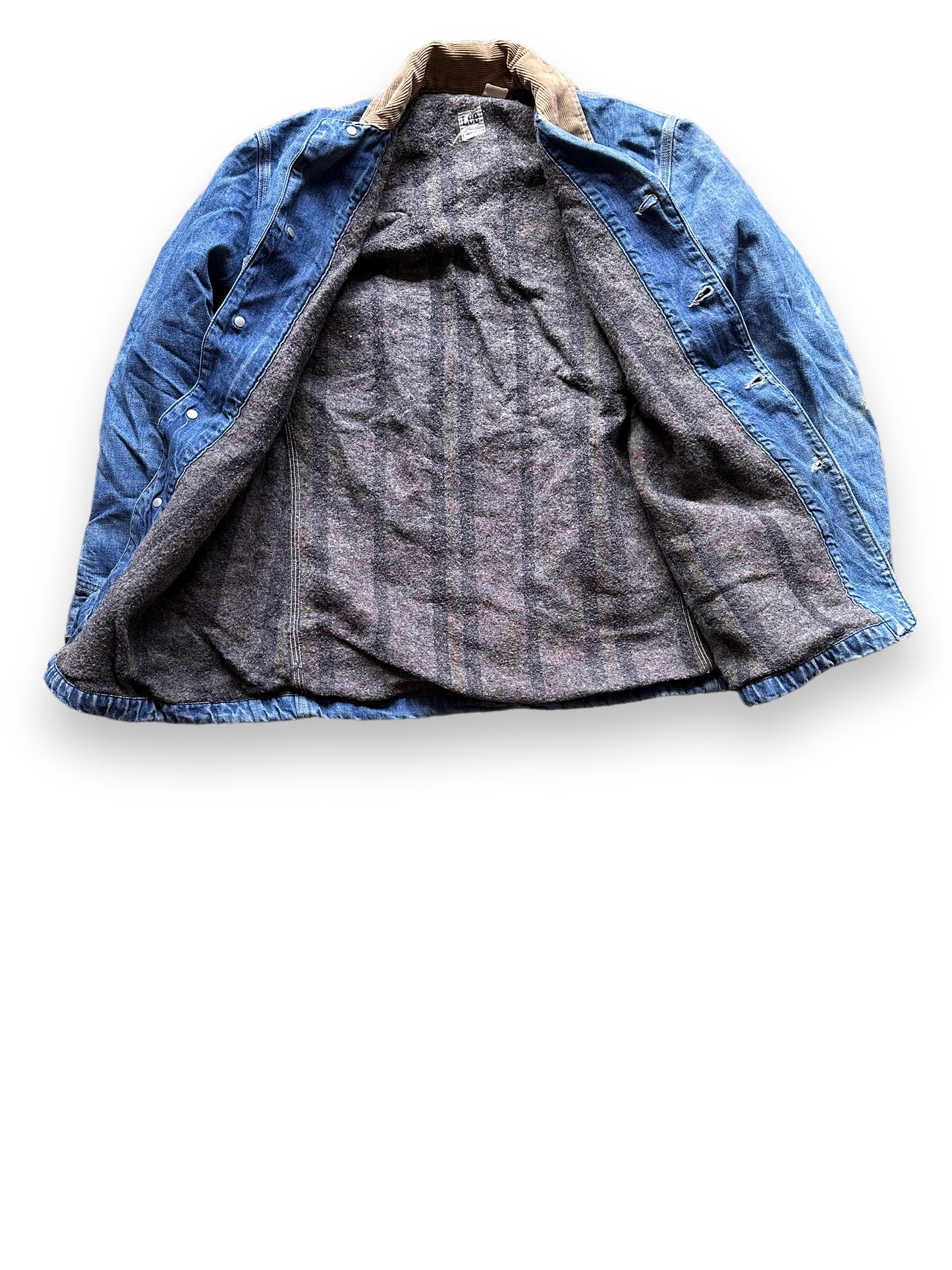 Liner View of Vintage Blanket Lined Lee Denim Chore Jacket SZ XL| Vintage Denim Workwear | Seattle Vintage Workwear