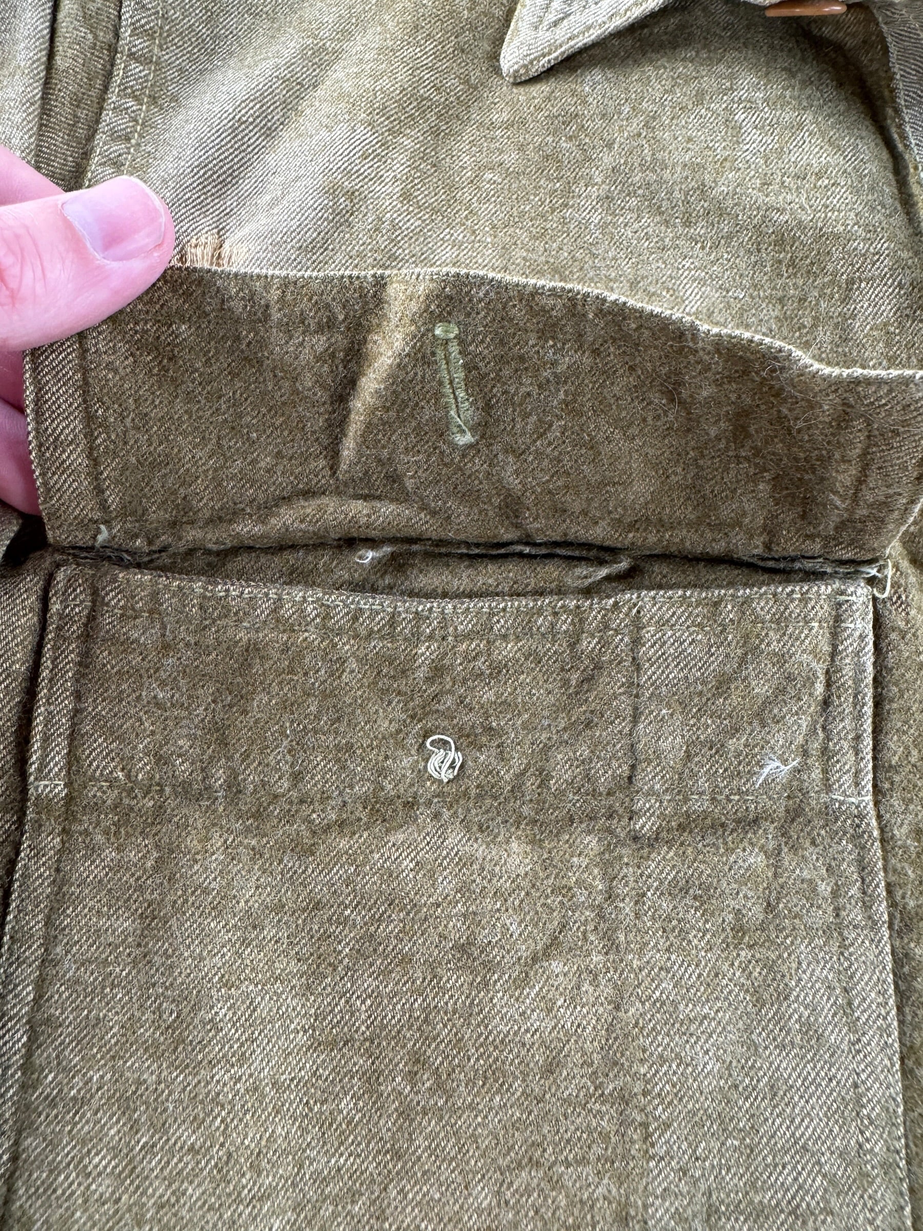 Missing Button on Vintage WW1 Converted Army Shirt SZ S