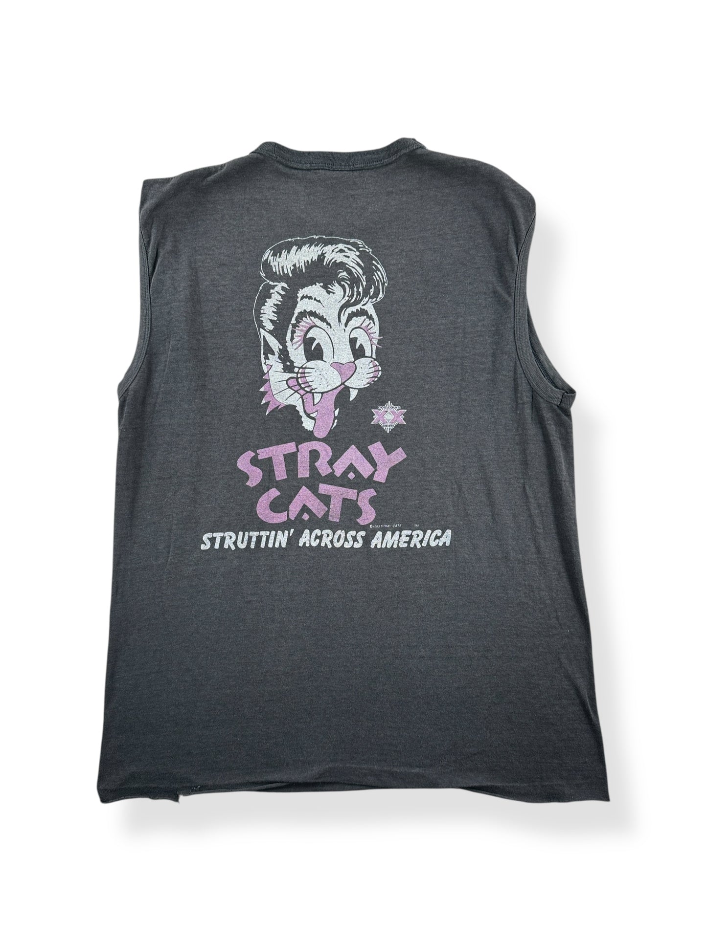 Back of Vintage 1983 Stray Cats Struttin Across America Tour Tee SZ M