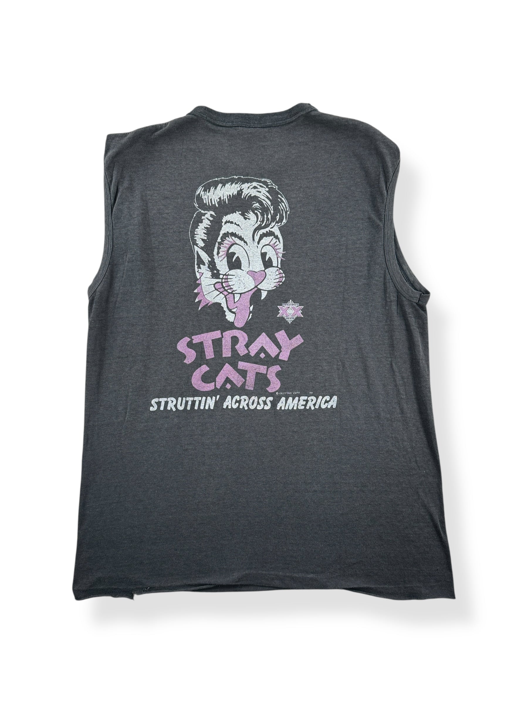 Back of Vintage 1983 Stray Cats Struttin Across America Tour Tee SZ M