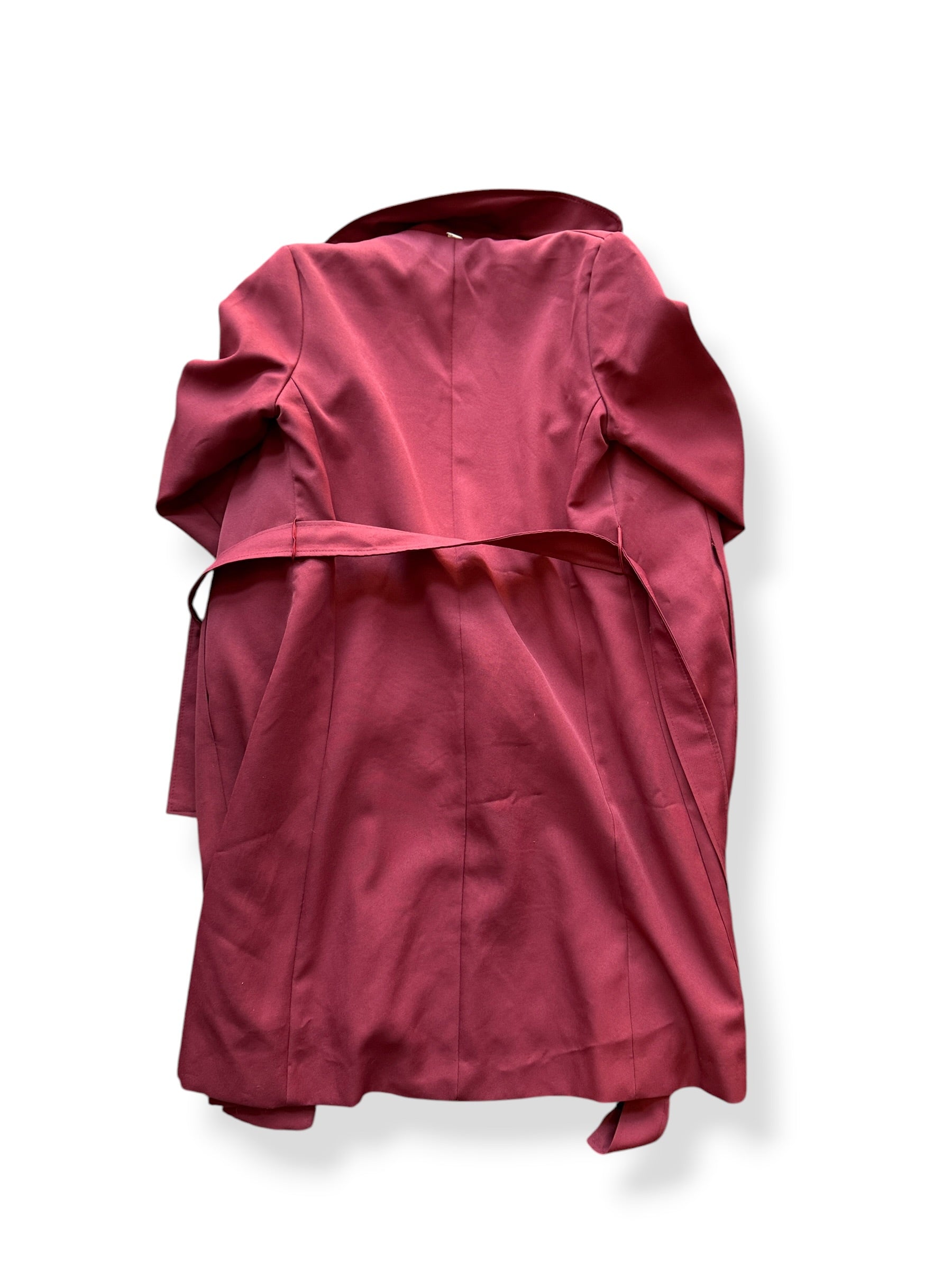 Back of Vintage Maroon Polyester Trench Coat SZ S