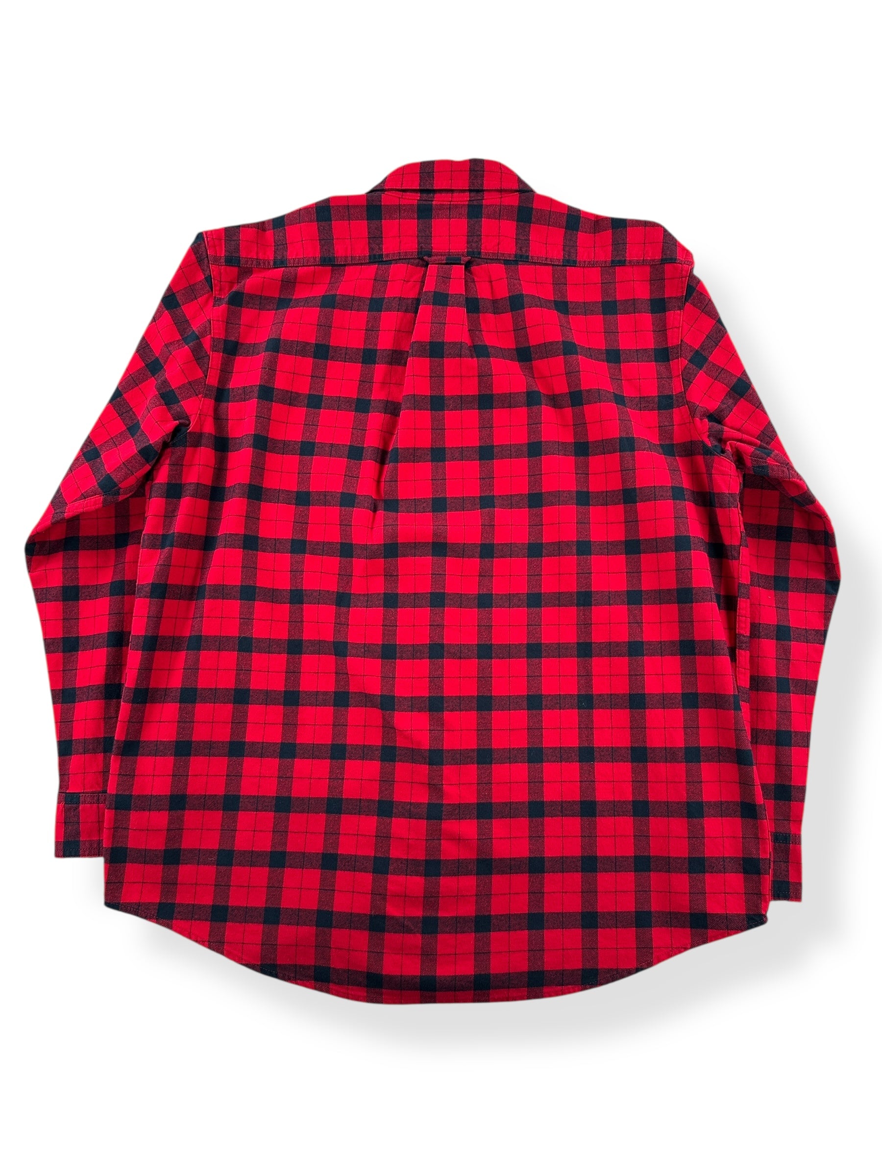 Back of Filson Red & Black Alaskan Guide Shirt SZ L