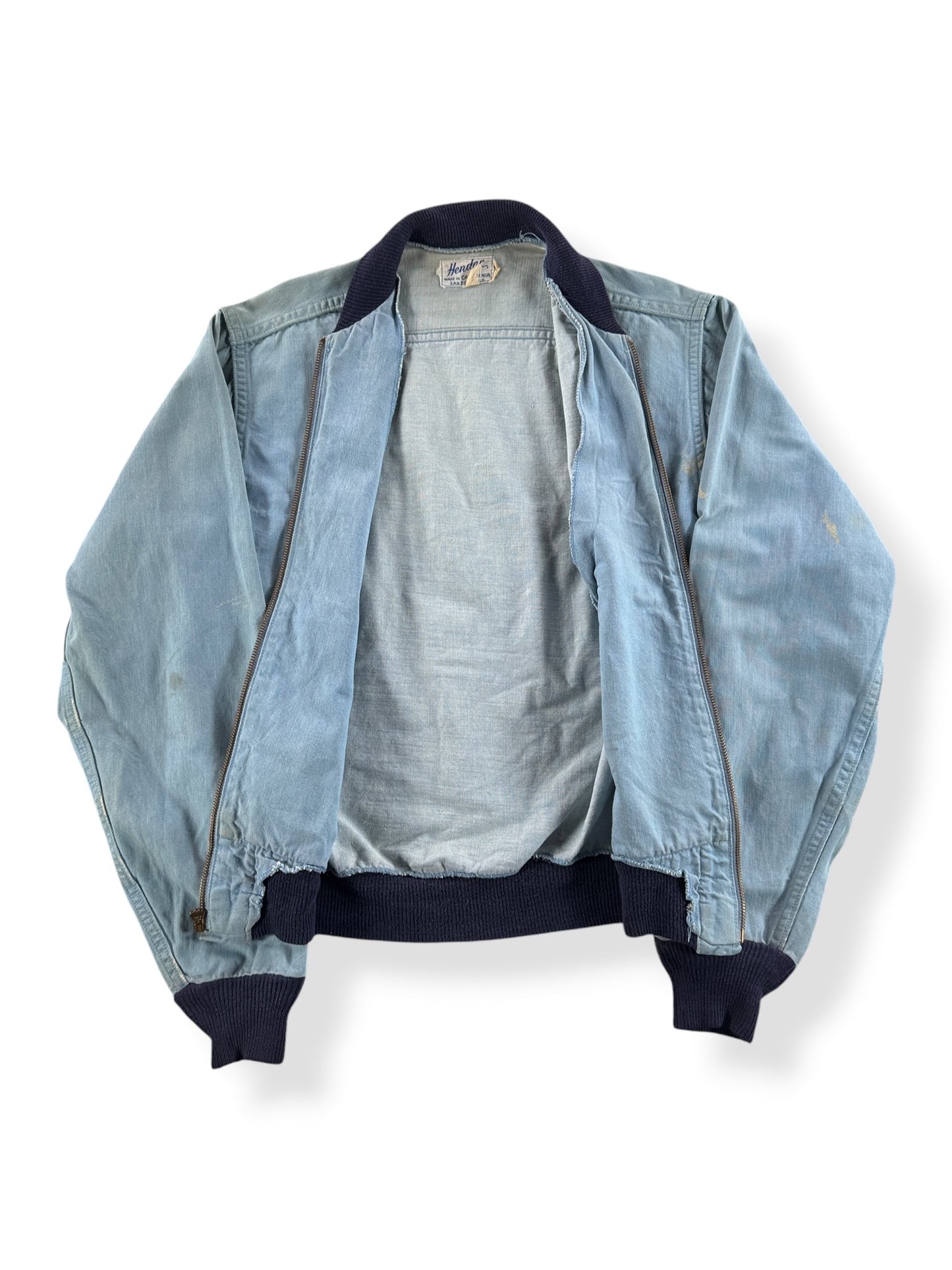 Inside of Vintage 50s Chambray Bomber Style Jacket SZ S