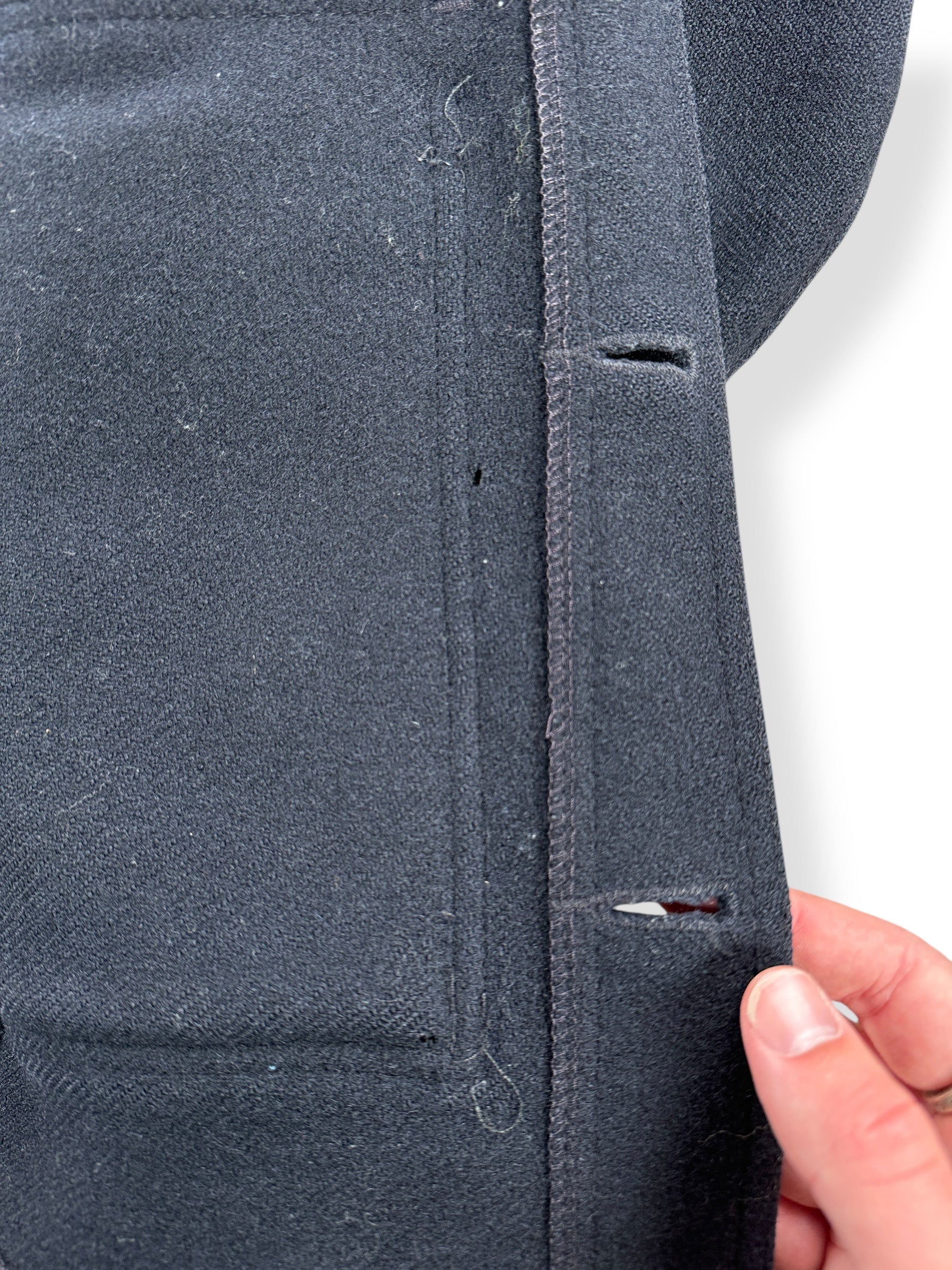 Moth Nibbles on Inside of Vintage Black Filson Cruiser Jacket SZ 44