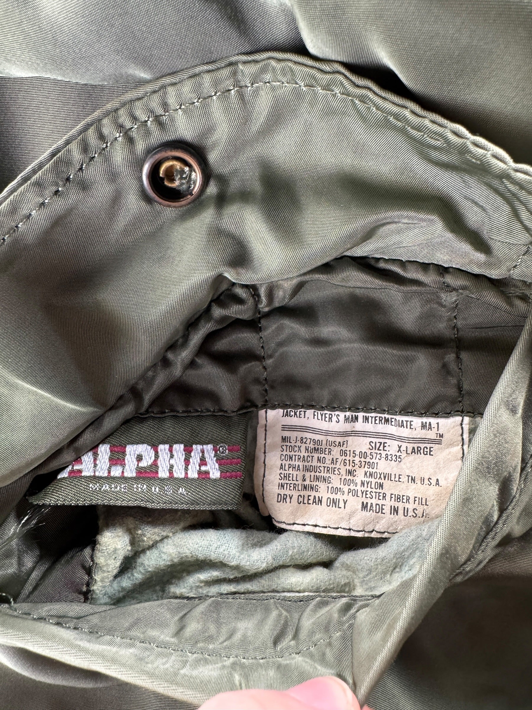 Vintage Alpha Industries MA1 Bomber Jacket SZ XL – The Barn Owl