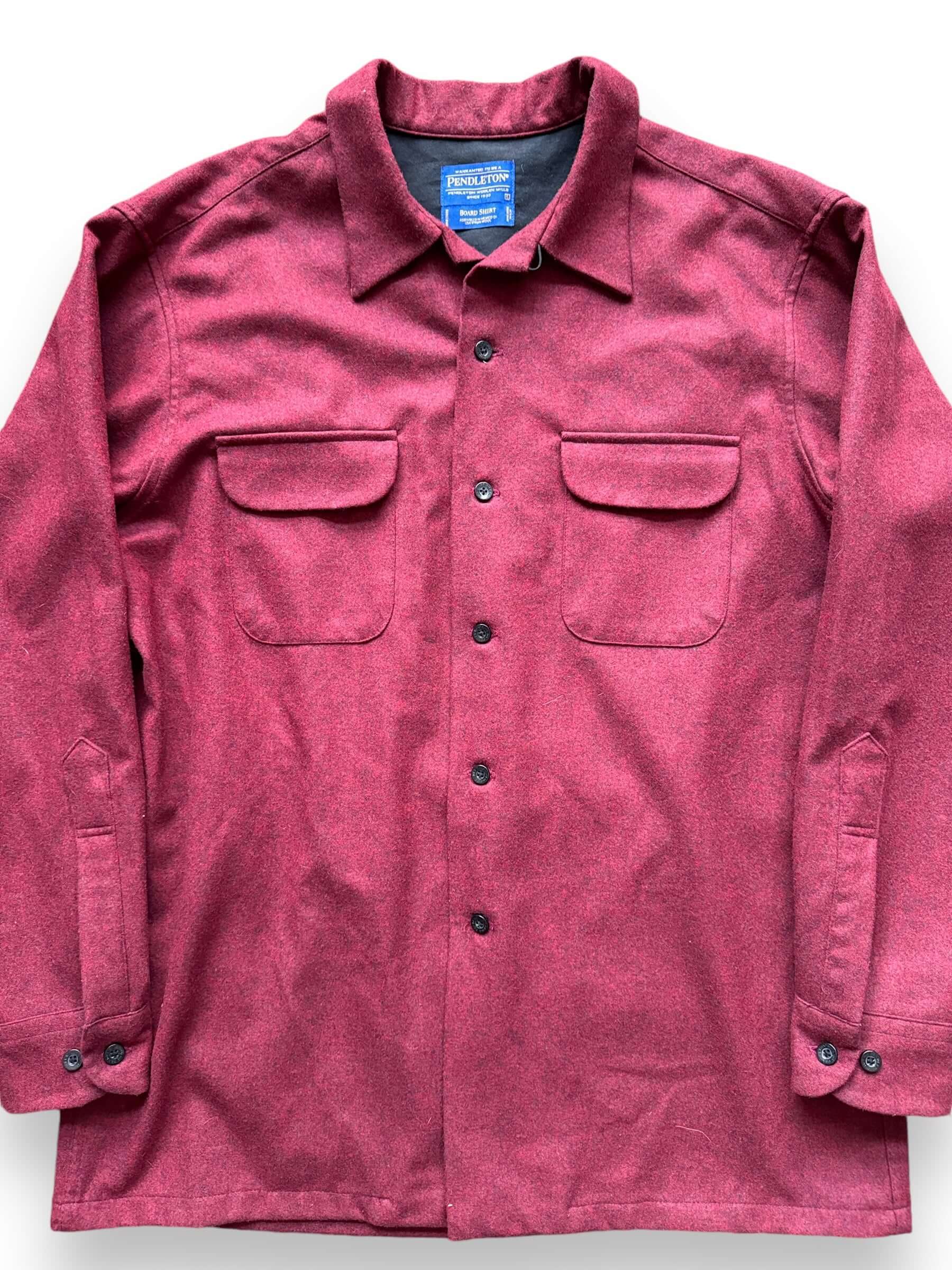 Front Detail of Vintage Maroon Pendleton Wool Board Shirt SZ L