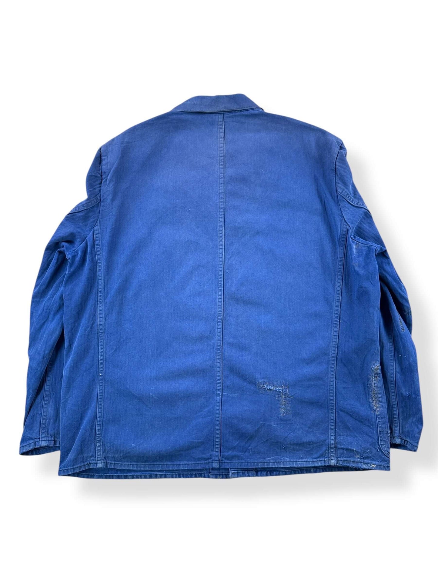 Back of Vintage Royal Blue Sanfor HBT French Chore Coat SZ L