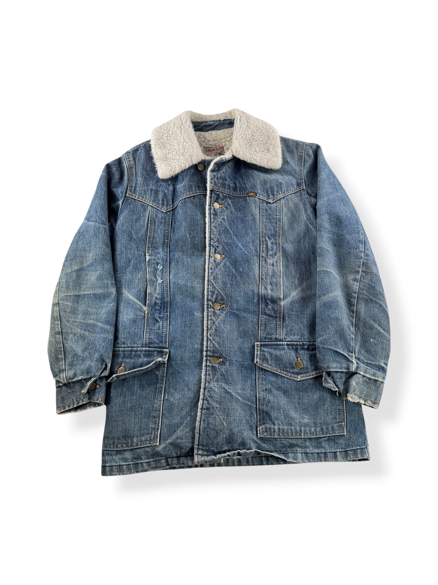 Front of Vintage 70’s Faded Lee Storm Rider Sherpa Jacket SZ L