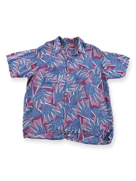 Front of Vintage Penney's Top Flight Abstract Patterned Aloha Shirt SZ L - AS IS