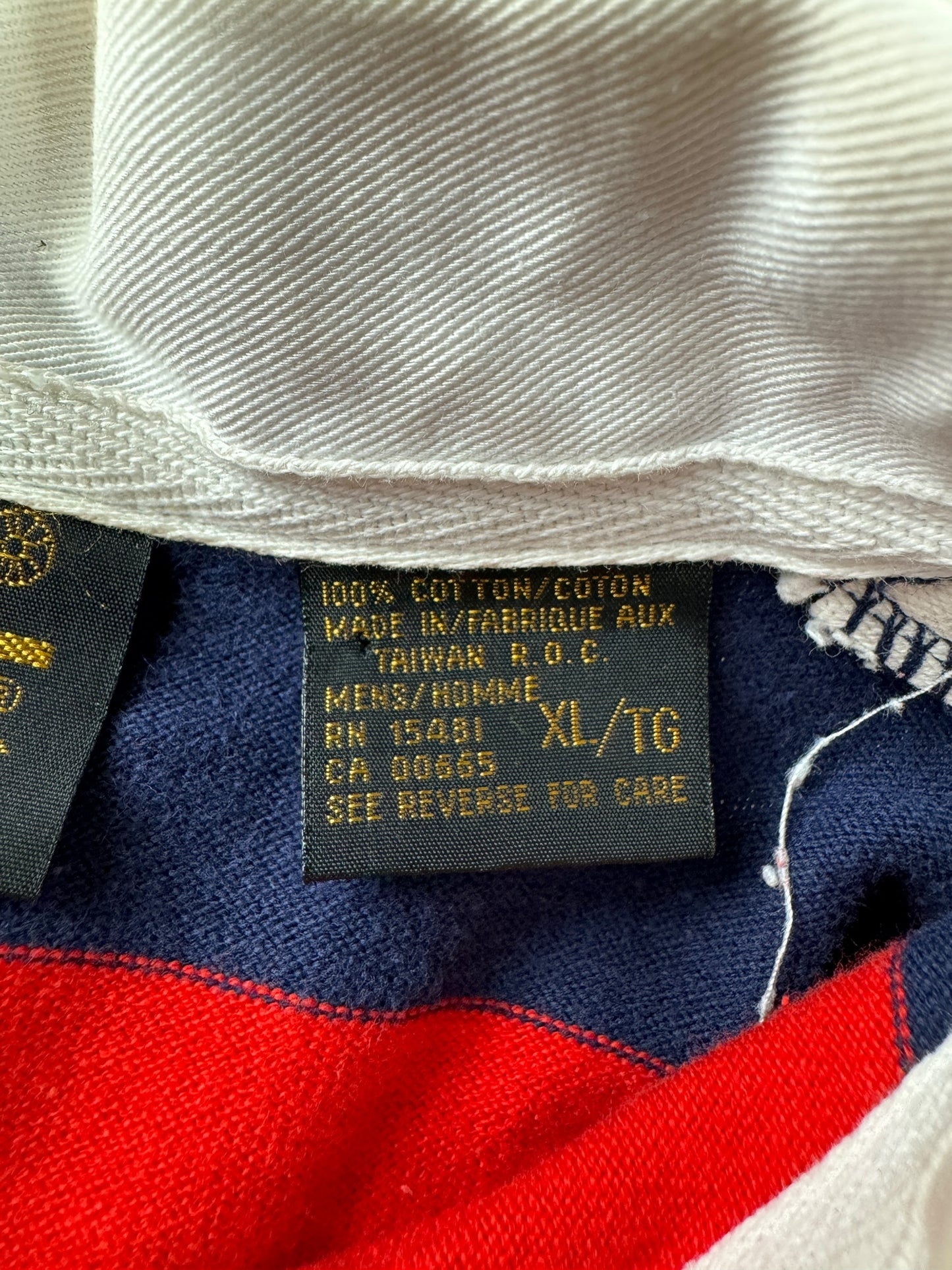 Tag on Vintage 90s Eddie Bauer Striped Rugby Polo SZ XL