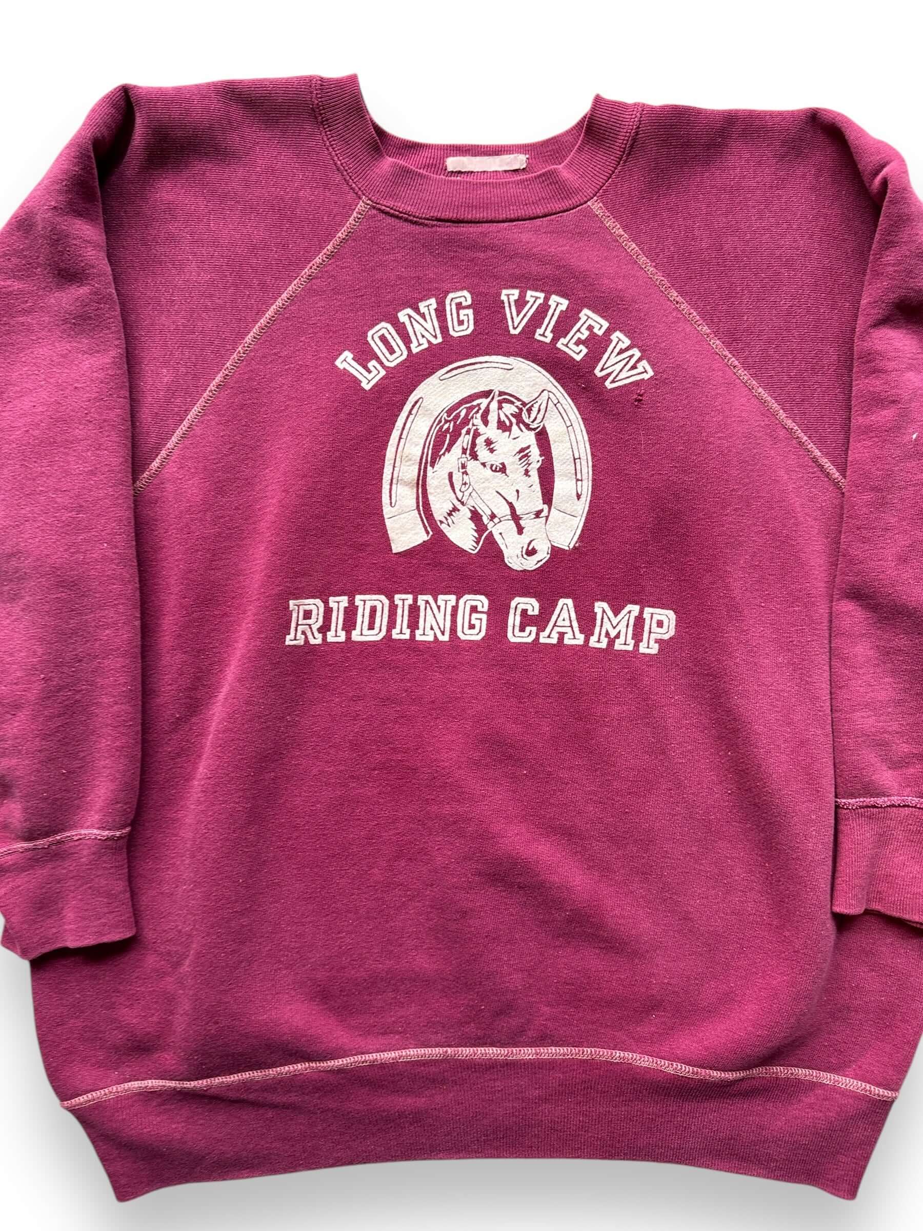 front close up of Vintage Long View Riding Club Crewneck SZ M-L