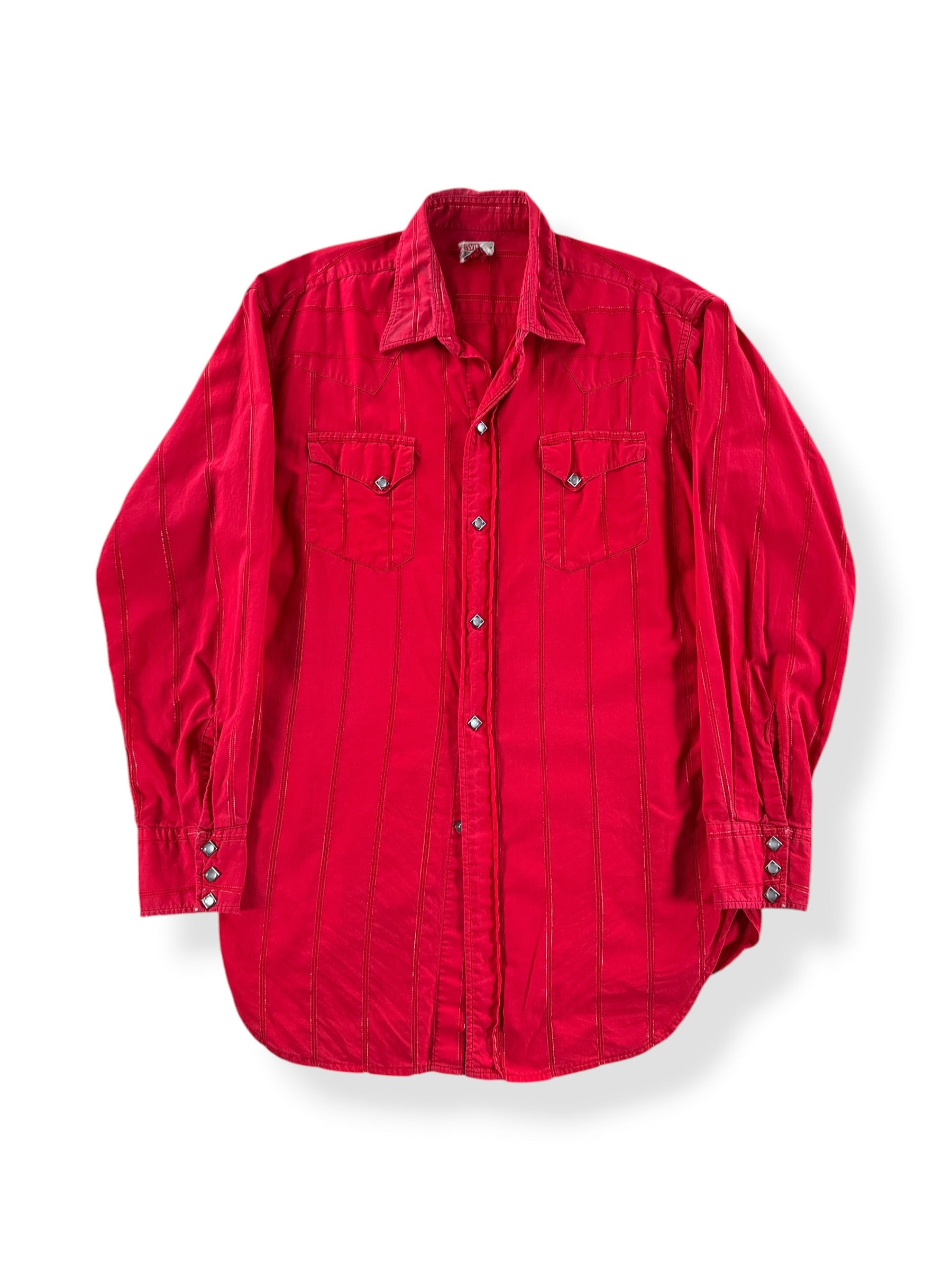 Front of Vintage Levi's Western Wear Red Pearlsnap SZ M