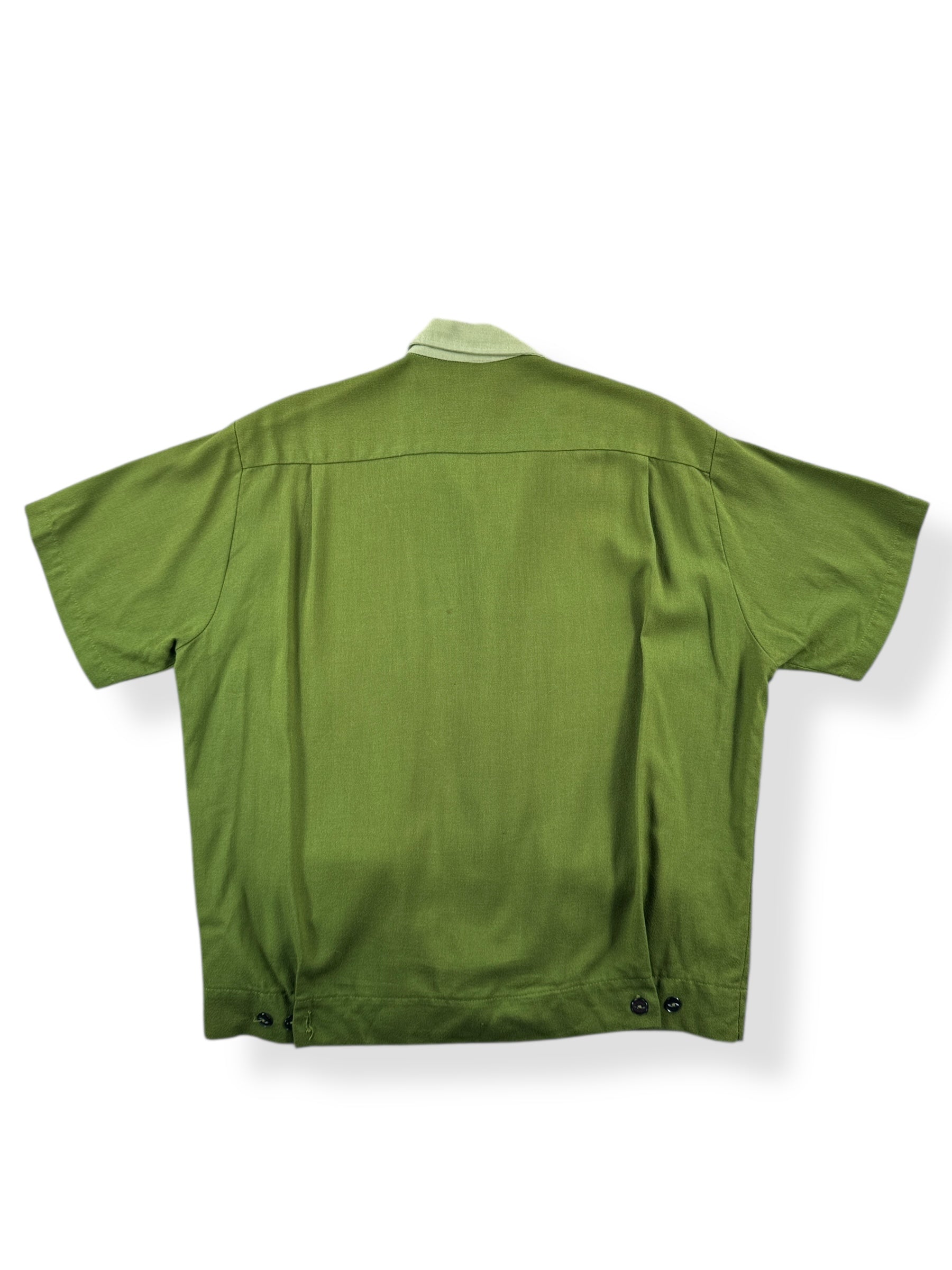 Back of Vintage Penney's Towncraft Rayon Two Tone Green Shirt Jac SZ L