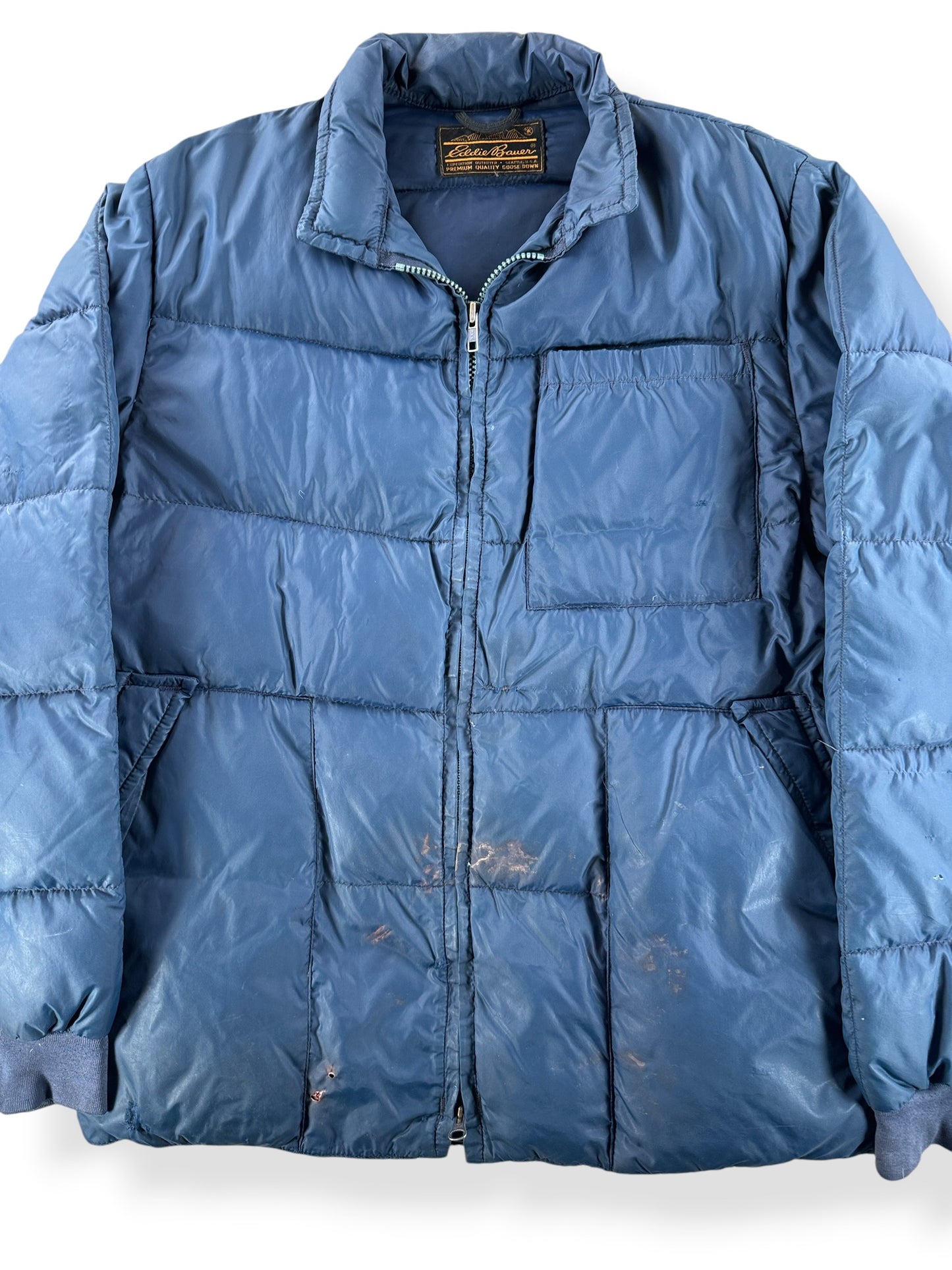 Front Close Up of Vintage Eddie Bauer Down Jacket SZ M - AS IS