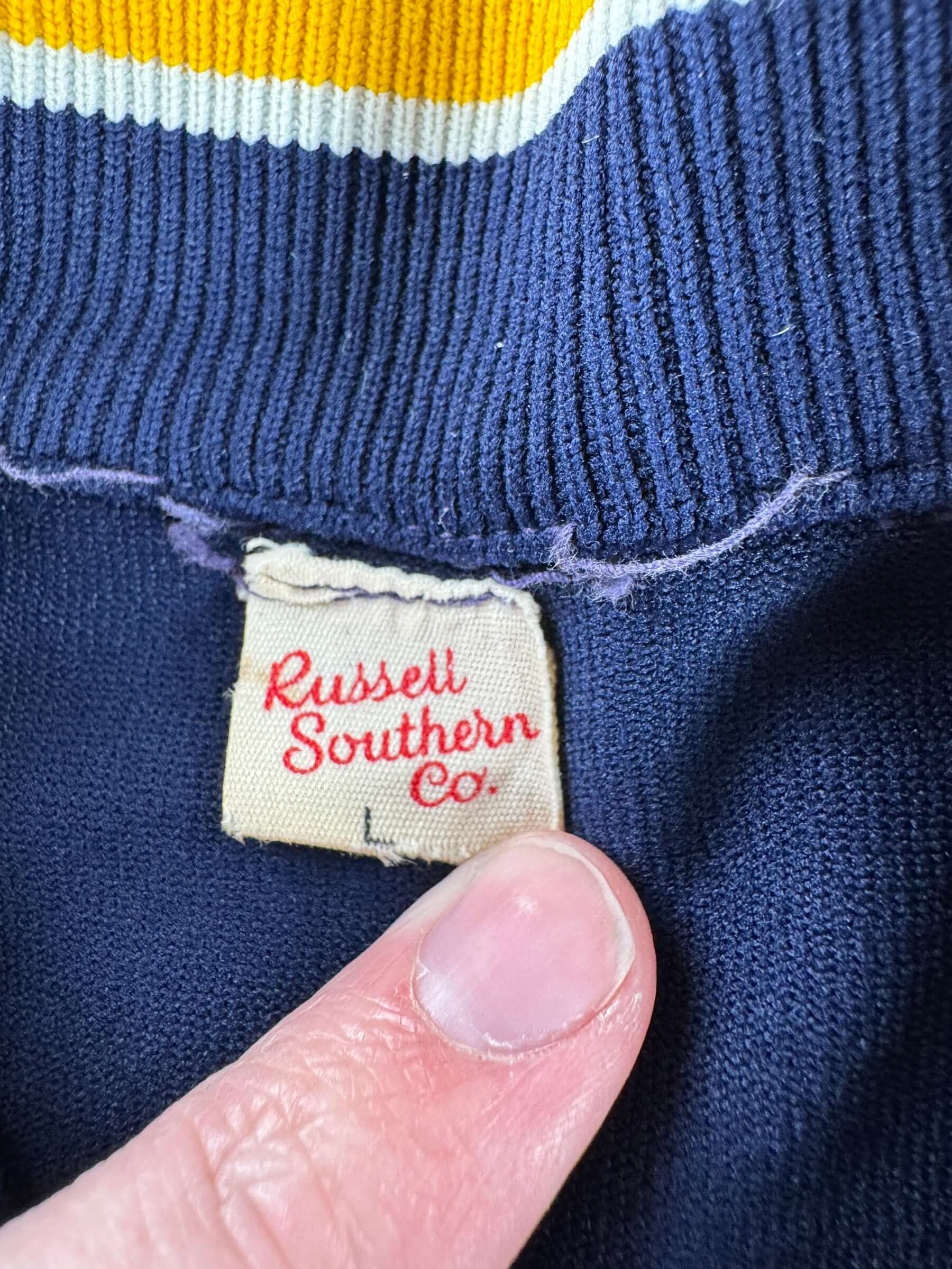 Tag on Vintage 60s Russell 'H' Quarter Zip Jacket SZ L (Fits M)