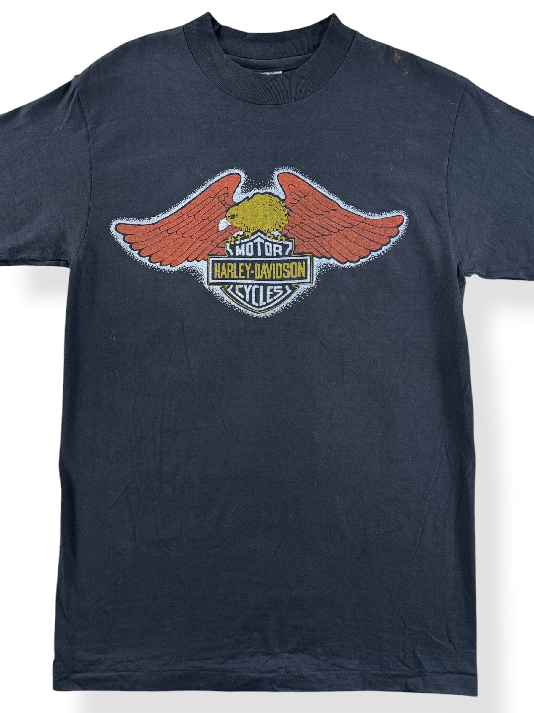 Front Close Up of Vintage Bellevue Harley Davidson Logo Tee SZ M (Fits S)