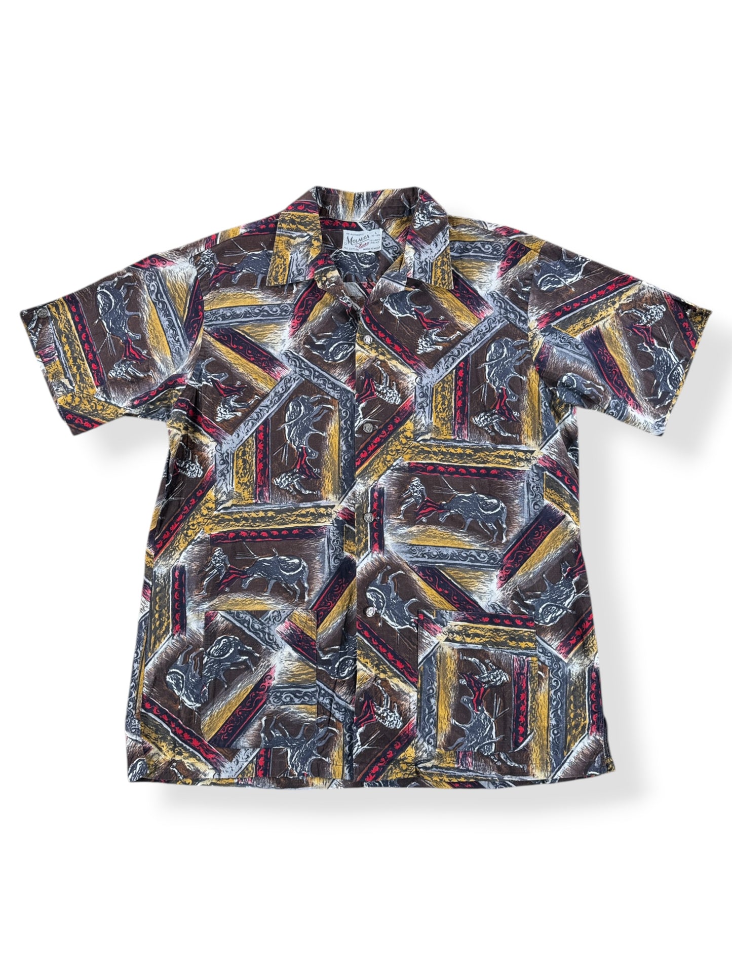 Front of Vintage 60s Bullfighting Loop Collar Shirt SZ L