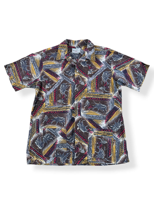 Front of Vintage 60s Bullfighting Loop Collar Shirt SZ L