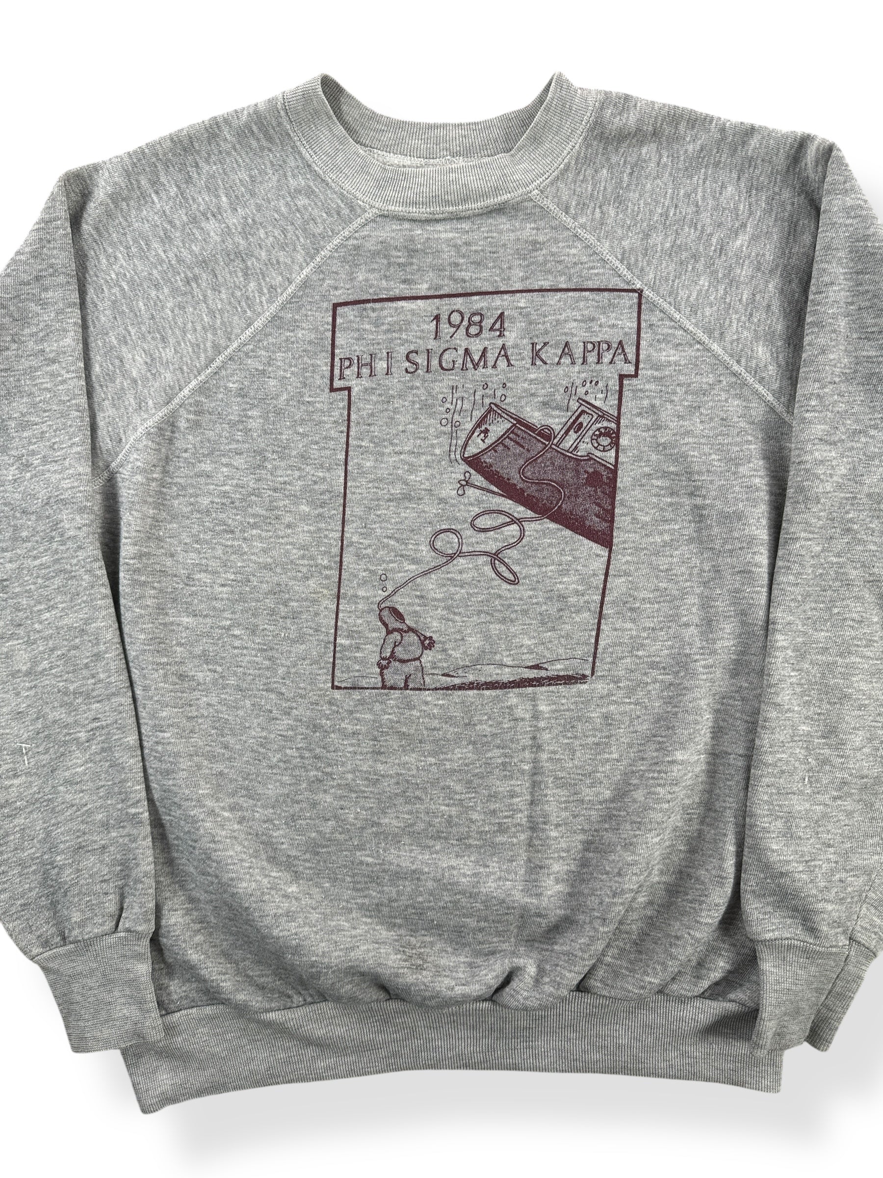 Front Close Up of Vintage '84 Fraternity Anchor Splash Crewneck SZ M