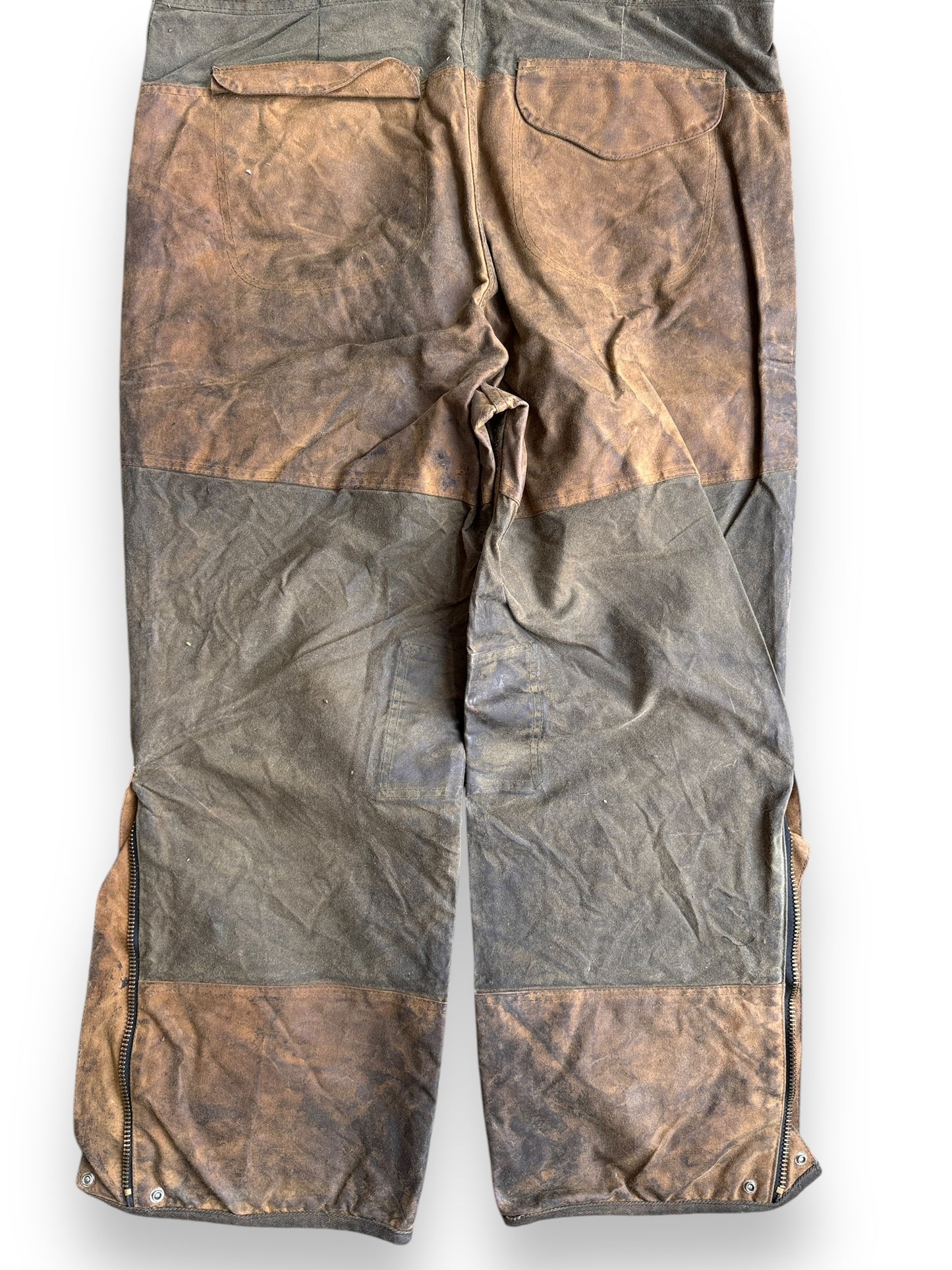 back of legs of Filson Double Hunting Bibs W38x30