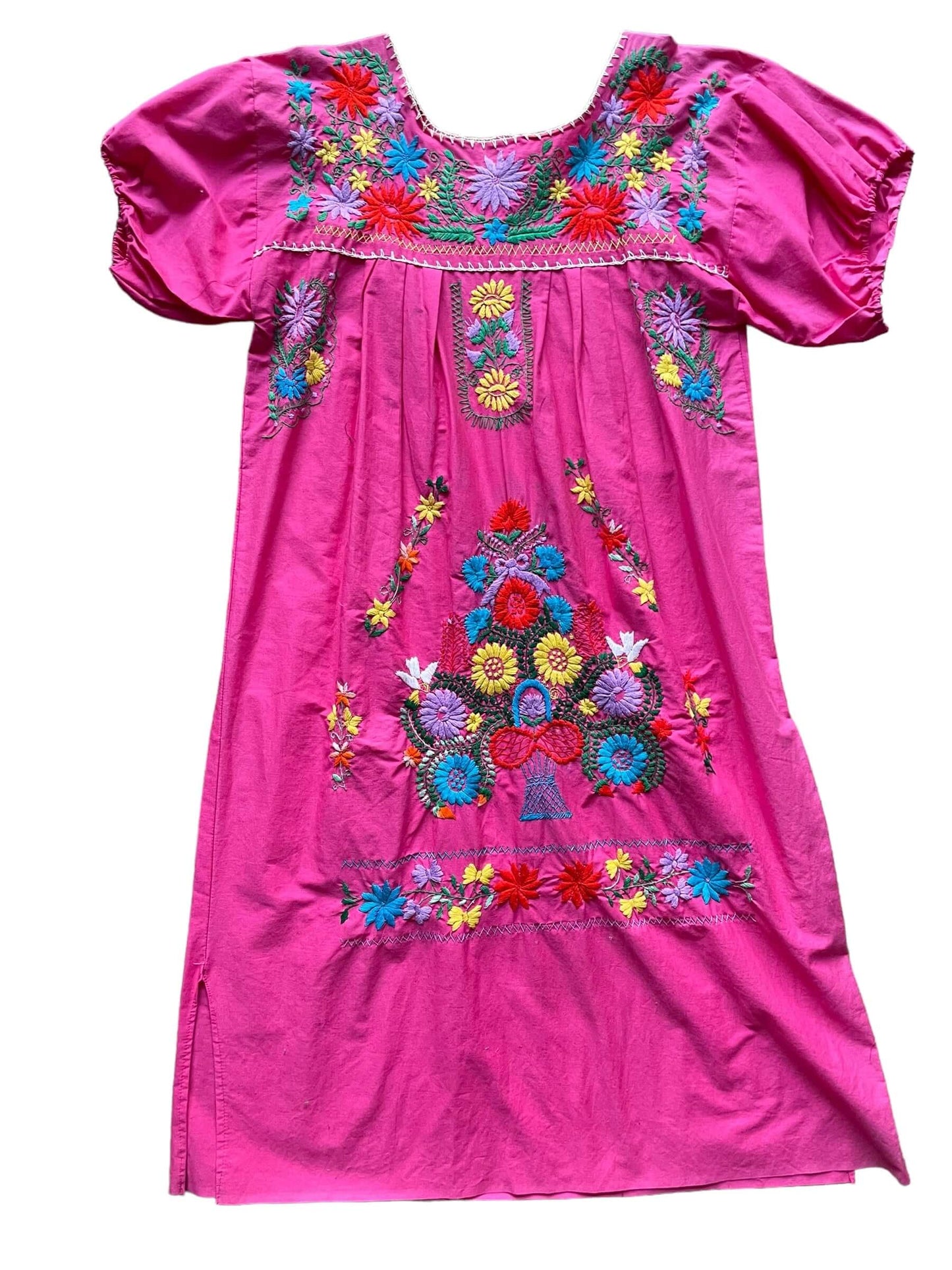 Vintage Mexican Embroidered Dress XL