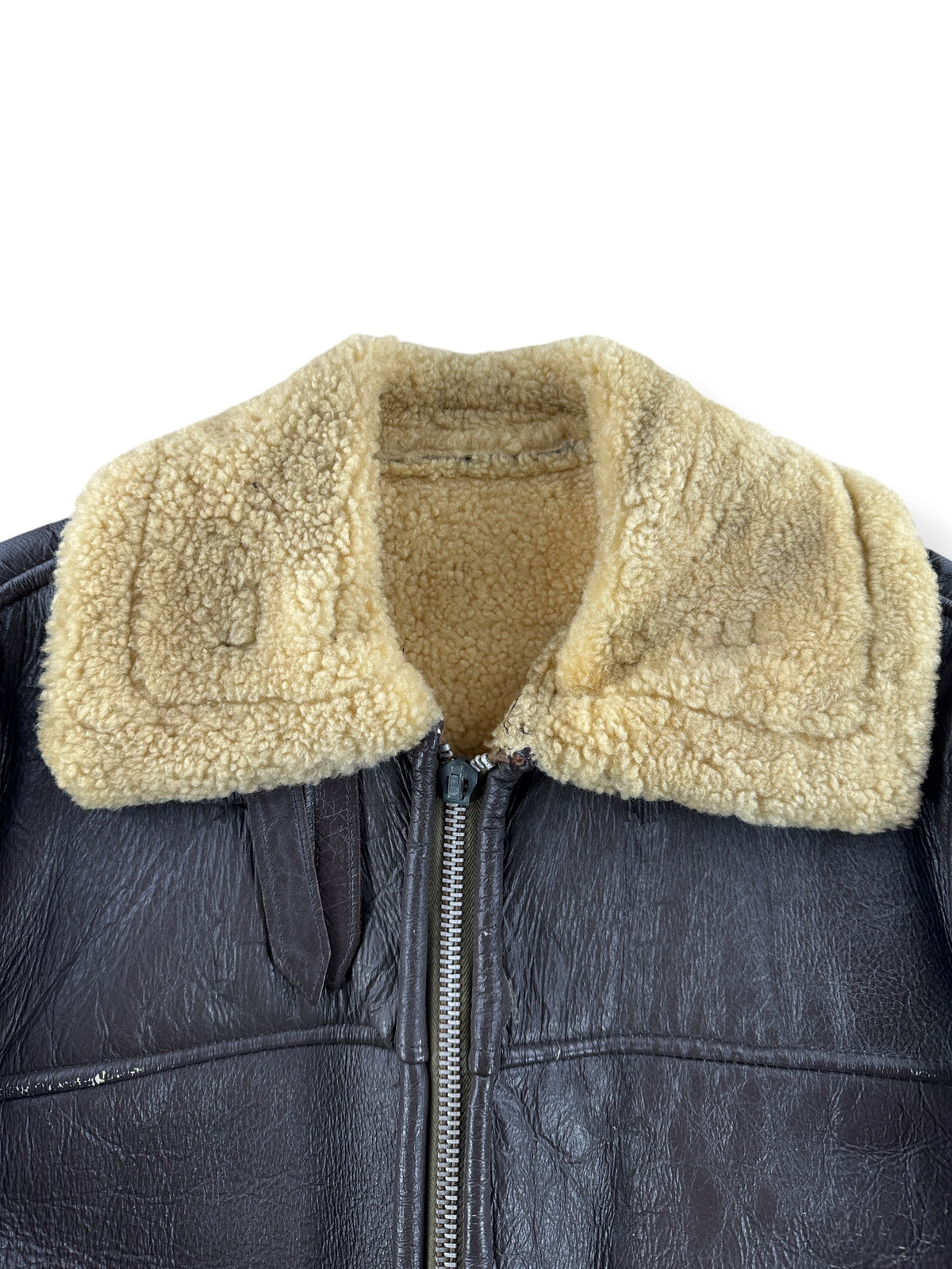 Collar on Vintage 40s/50s Military B-3 Style Leather Jacket SZ M - AS IS