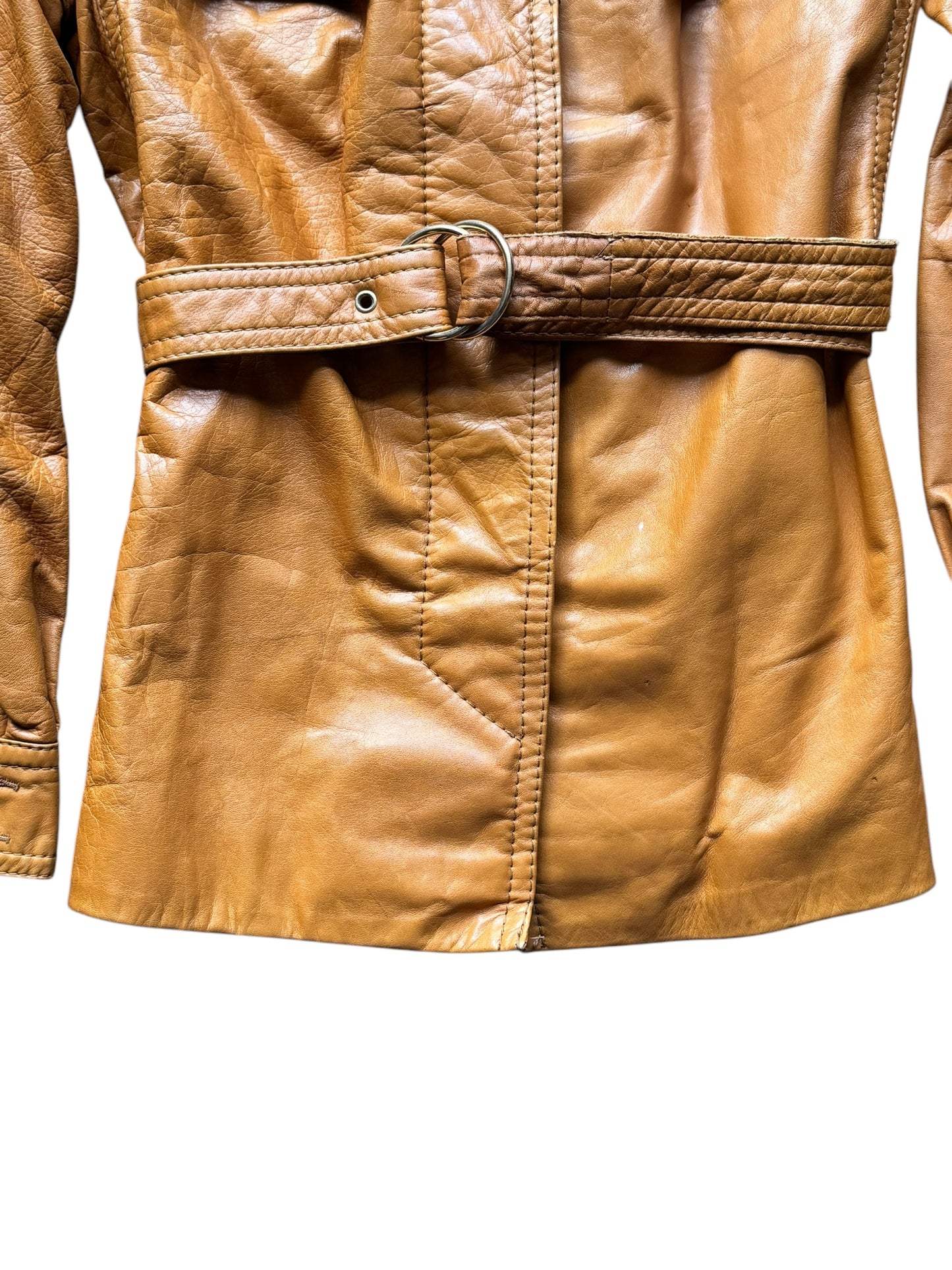 Waist view of 1980s Nordstrom Leather Jacket S