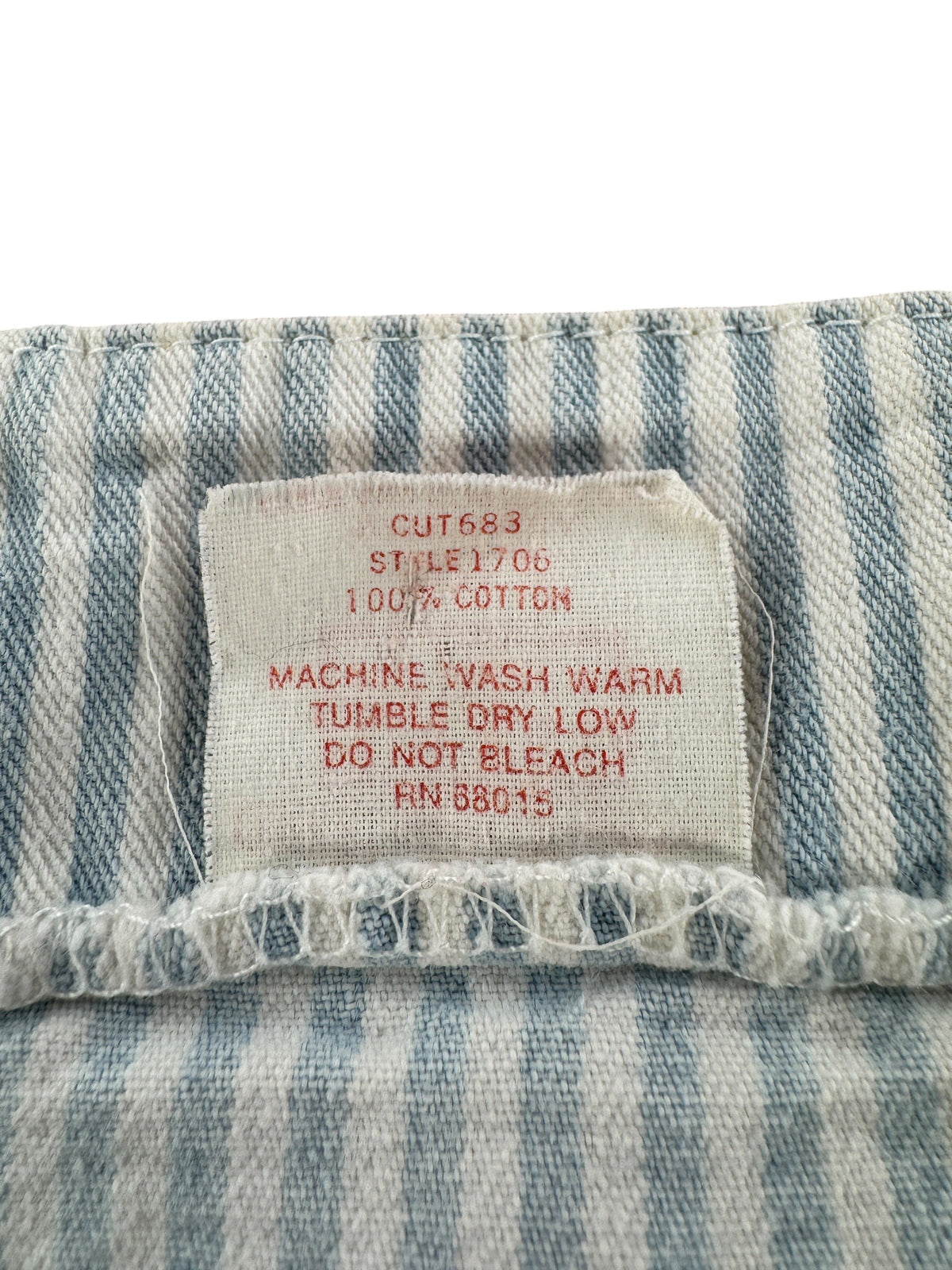 Back of tag on Vintage 80s Bongo Striped Skirt W30