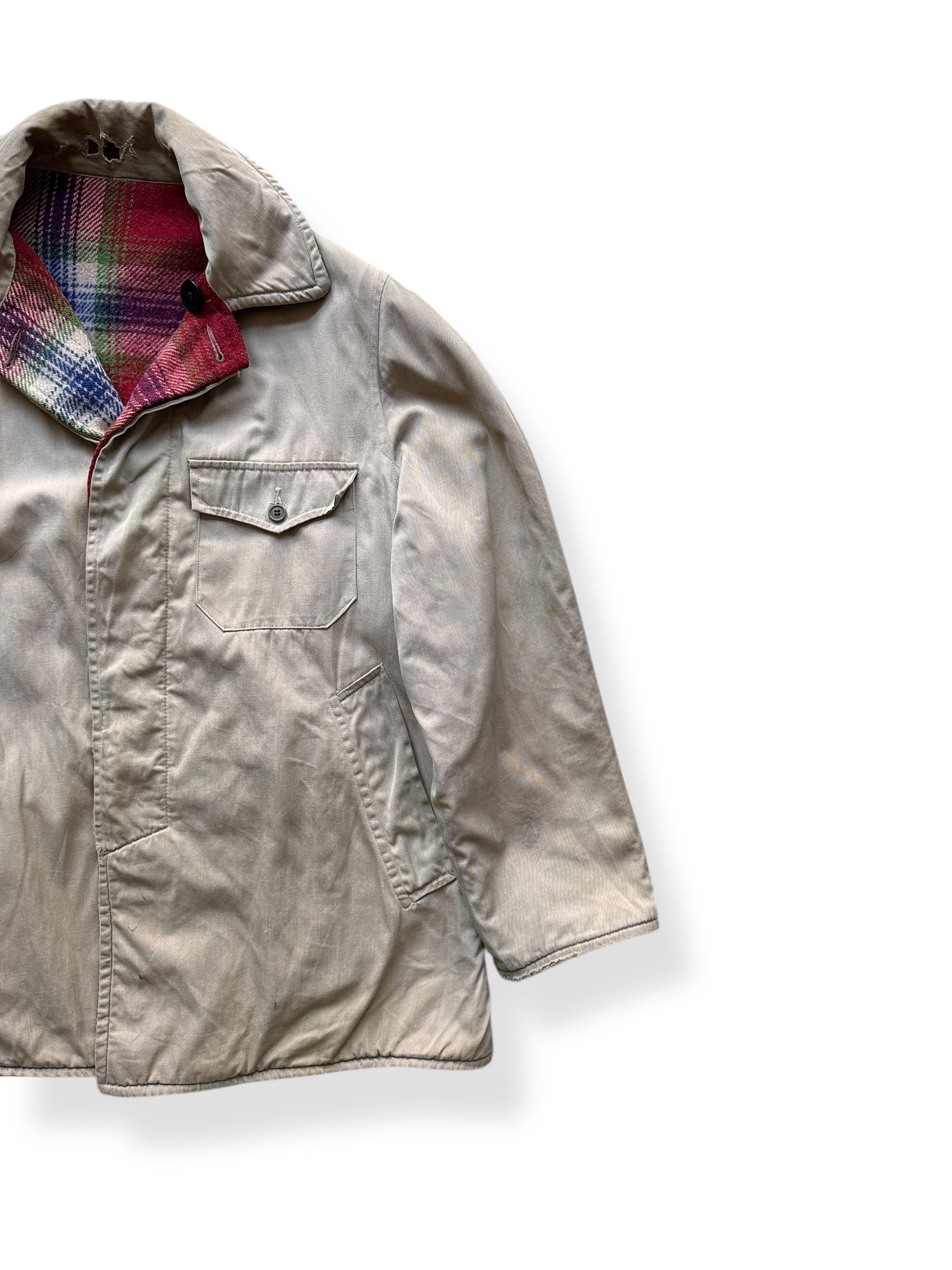 Front Left of Vintage Reversible Wool/Canvas Jacket SZ L