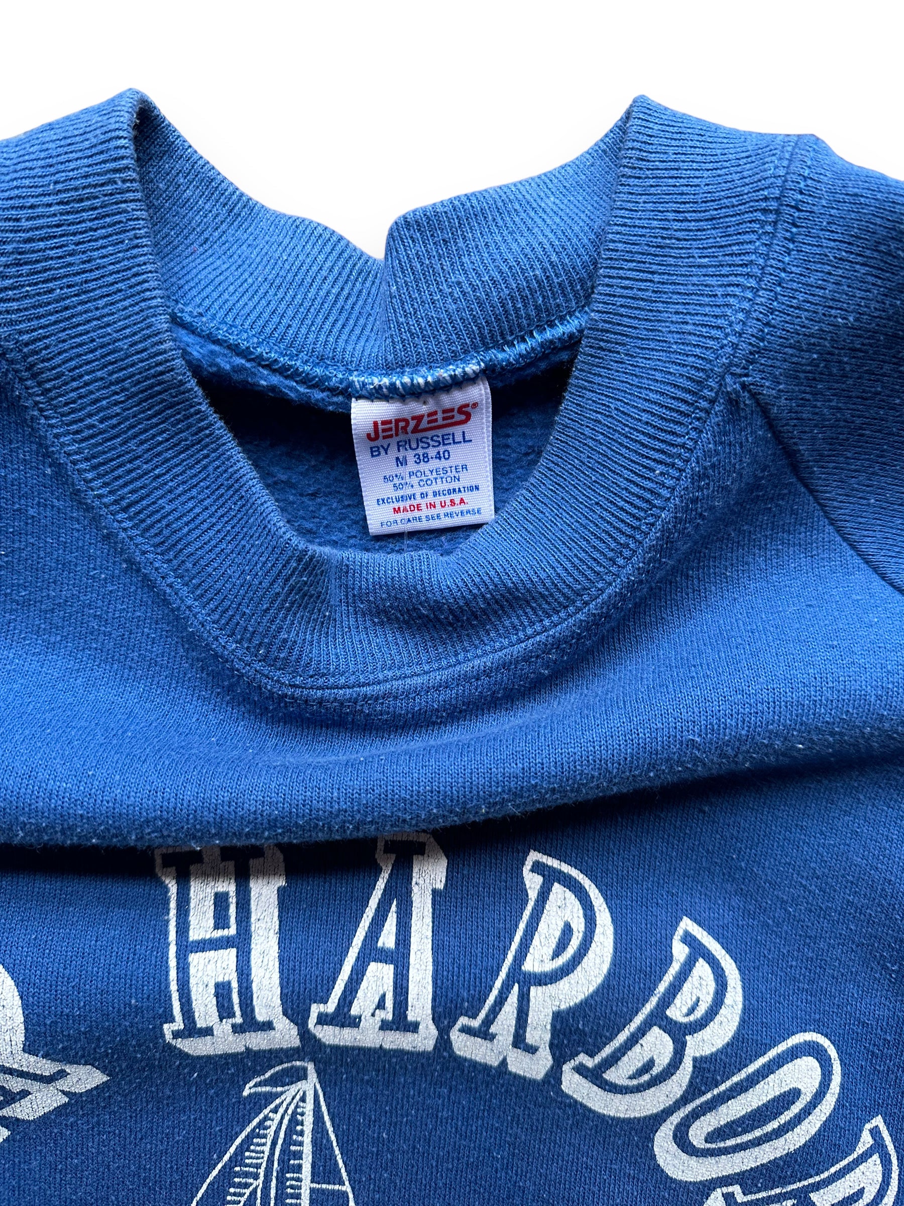 Tag View of Vintage Bar Harbor Sweatshirt SZ M | Vintage Maine Crewneck Sweatshirts Seattle | Barn Owl Vintage Seattle