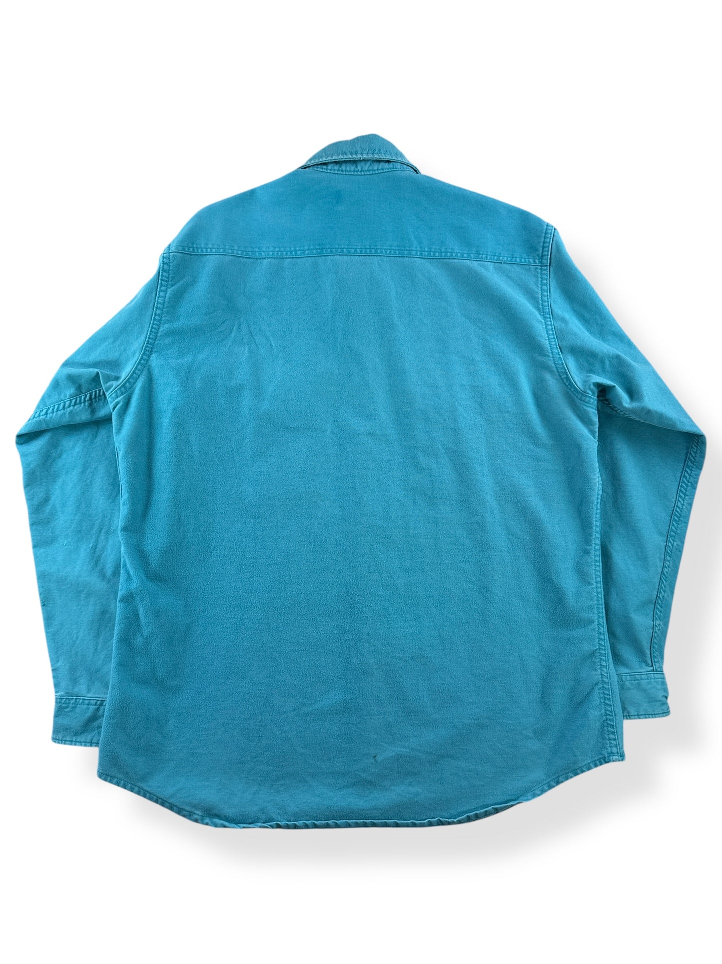 Back of Vintage St. John's Bay Teal Chamois Shirt SZ XL Tall