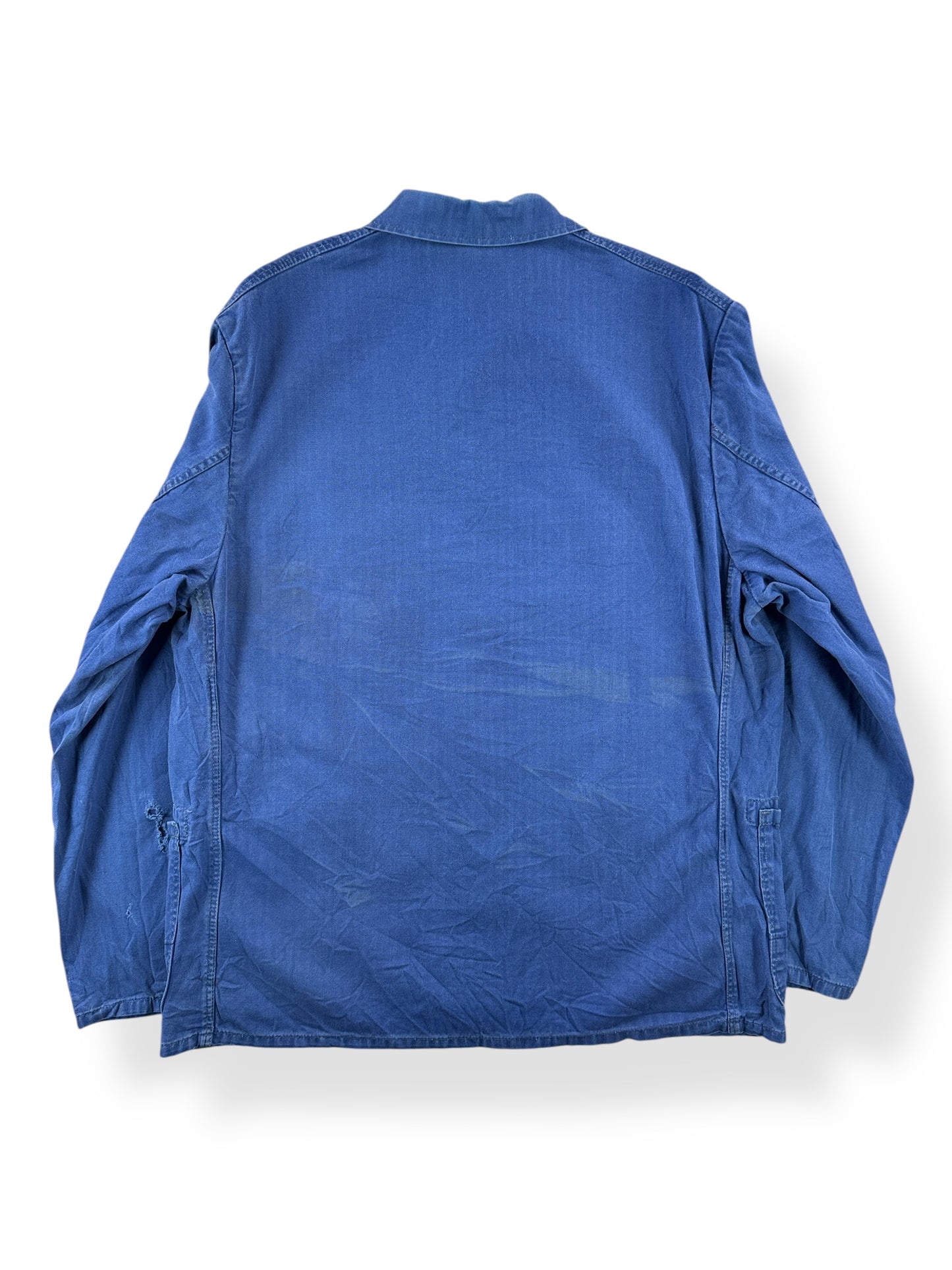 Back of Vintage HBT Faded Sanfor French Chore Coat SZ L