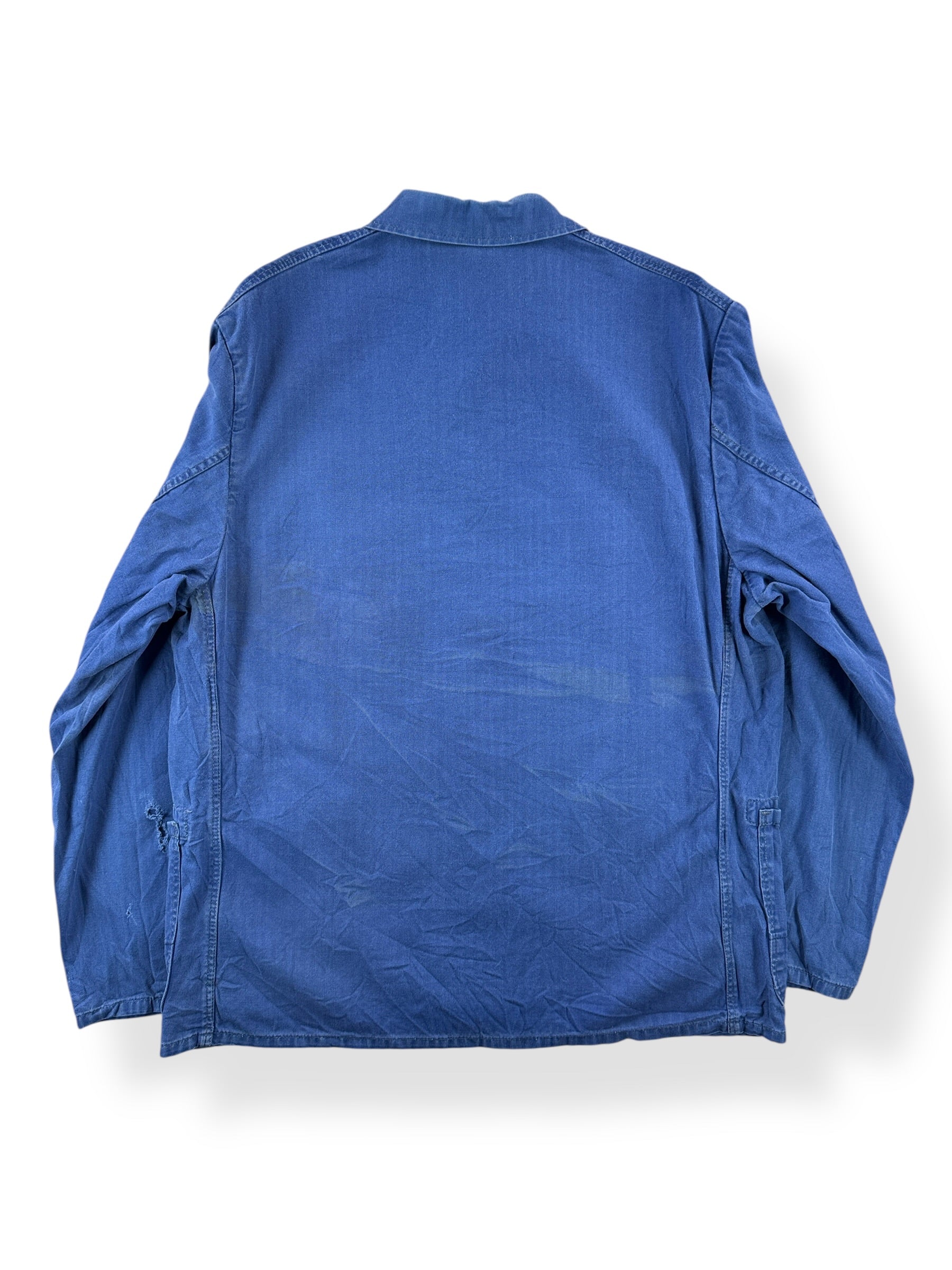Back of Vintage HBT Faded Sanfor French Chore Coat SZ L