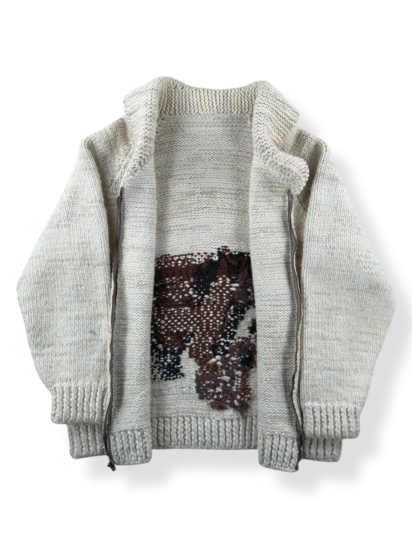 Inside of Vintage 70s Era Acrylic Mama Bear Cowichan Sweater SZ XL