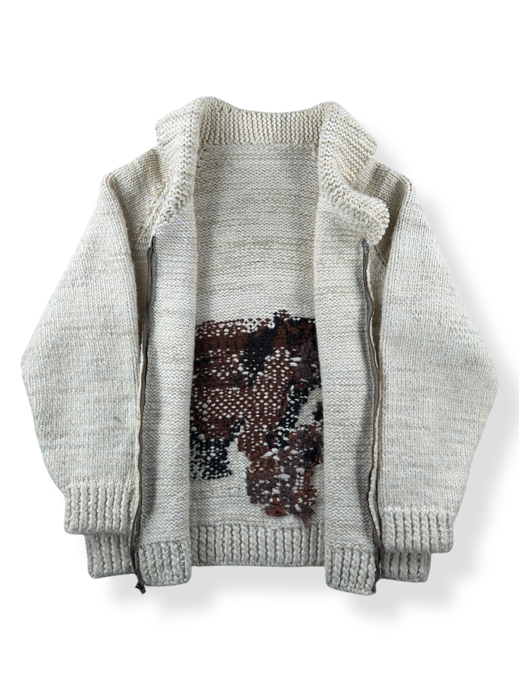 Inside of Vintage 70s Era Acrylic Mama Bear Cowichan Sweater SZ XL