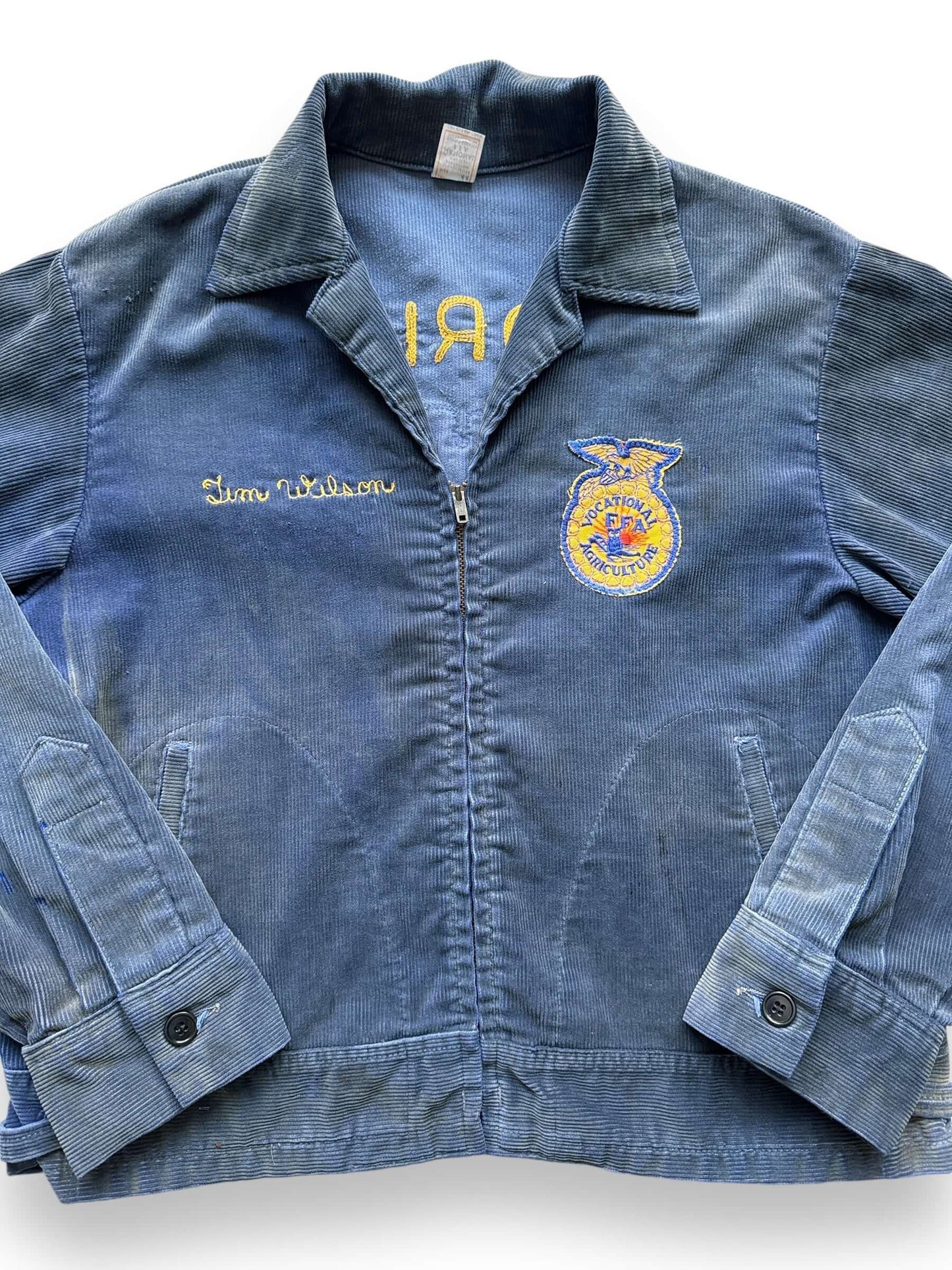 front close up of Vintage Faded Bayshore High FL FFA Jacket SZ 44